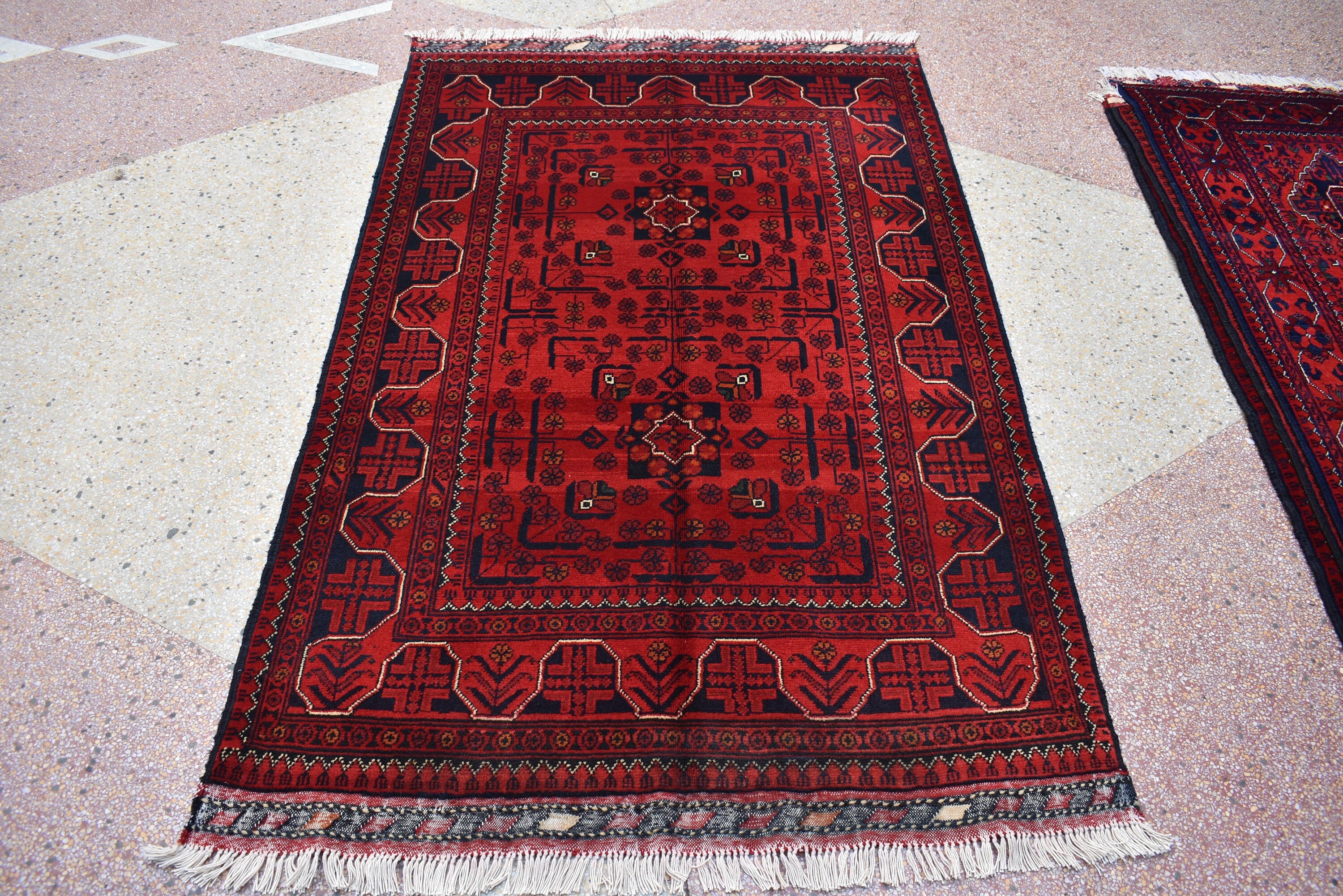 5.5 x 3.4 Ft Bokhara Rug Turkmen 100% Wool Afghan Veg dyes Handmade bukhara Pattern Turkmen Oriental Rug