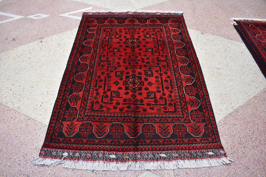 5.3x3.5Ft, Bokhara Rug – Handmade Afghan Turkmen Wool Carpet, Bukhara Pattern, Vegetable Dyed Oriental Area Rug, Small Area Rug, Bedroom Rug