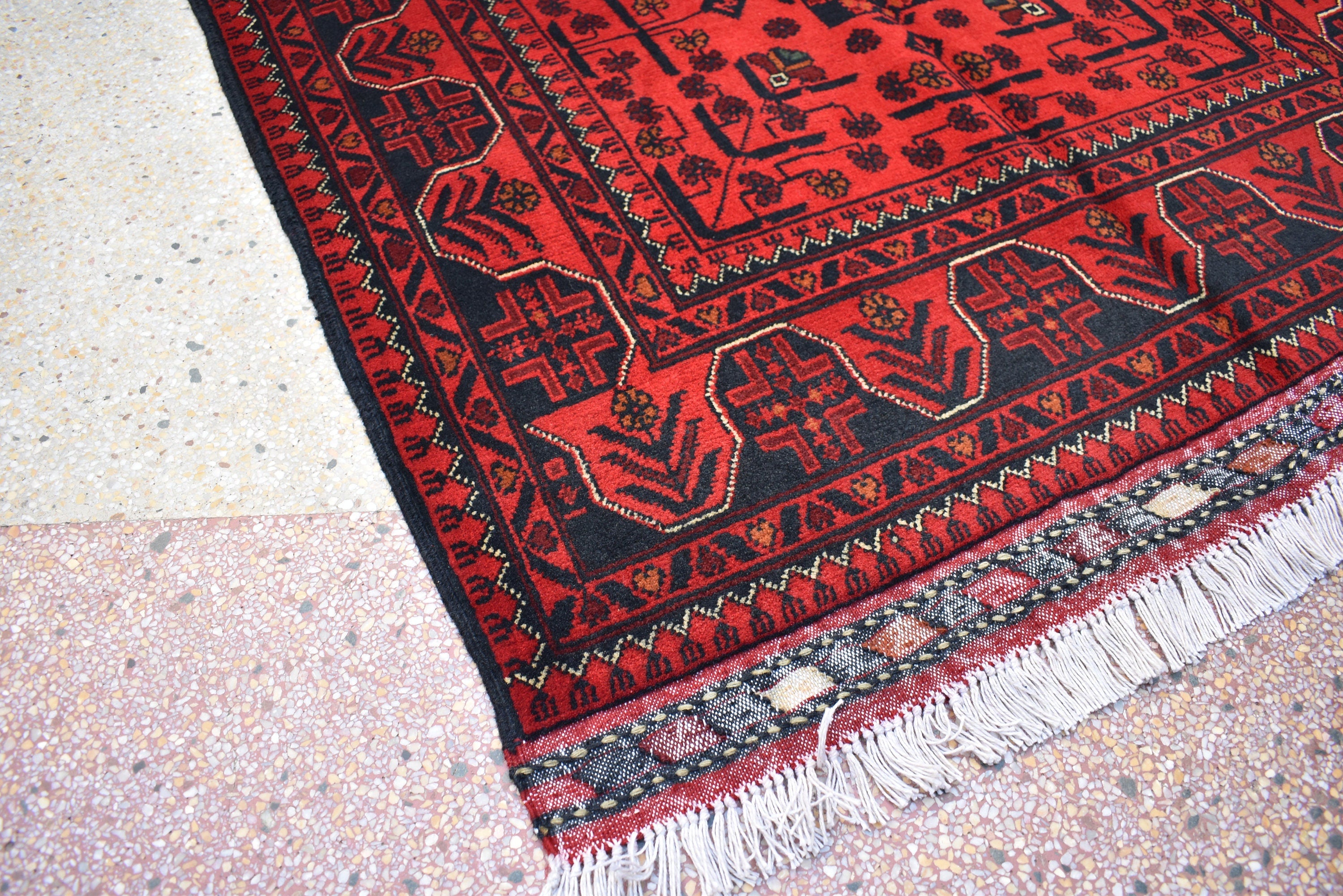 5.3x3.5Ft, Bokhara Rug – Handmade Afghan Turkmen Wool Carpet, Bukhara Pattern, Vegetable Dyed Oriental Area Rug, Small Area Rug, Bedroom Rug