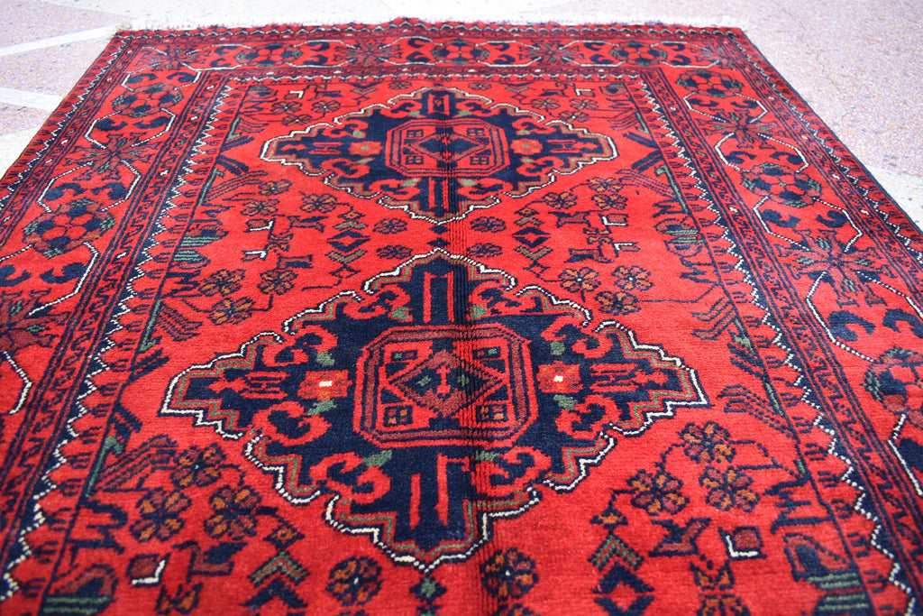 5.0x3.2 Ft Bokhara Rug Turkmen 100% Wool Afghan Veg dyes Handmade Bukhara Pattern Turkmen Oriental Rug, Small Size Rug, Perfect for Bedroom