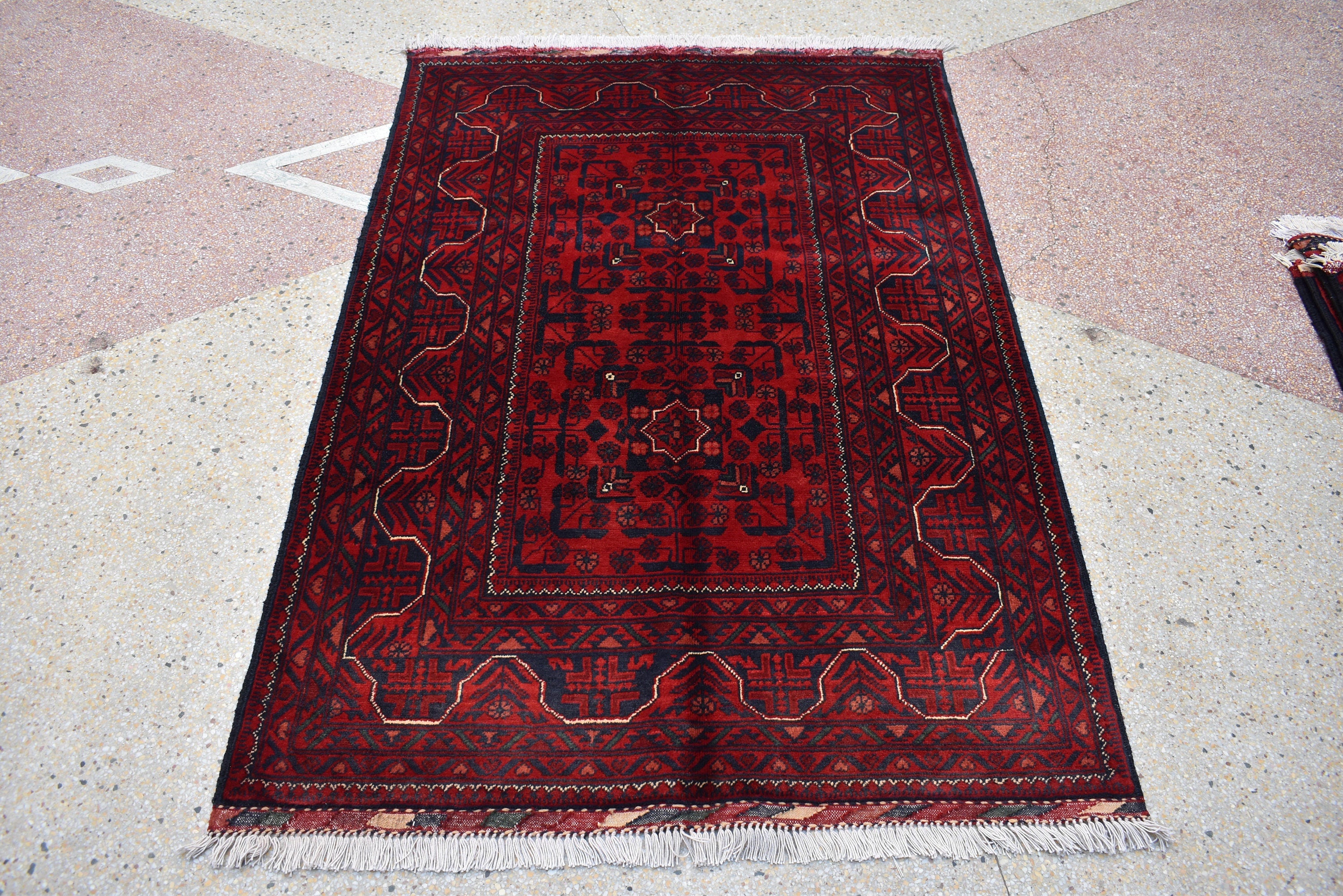 3x5Ft Bokhara Rug Turkmen 100% Wool Afghan Veg dyes Soft Wool Rug, Accent Size Rug, Bedroom Rug, Entrance Rug