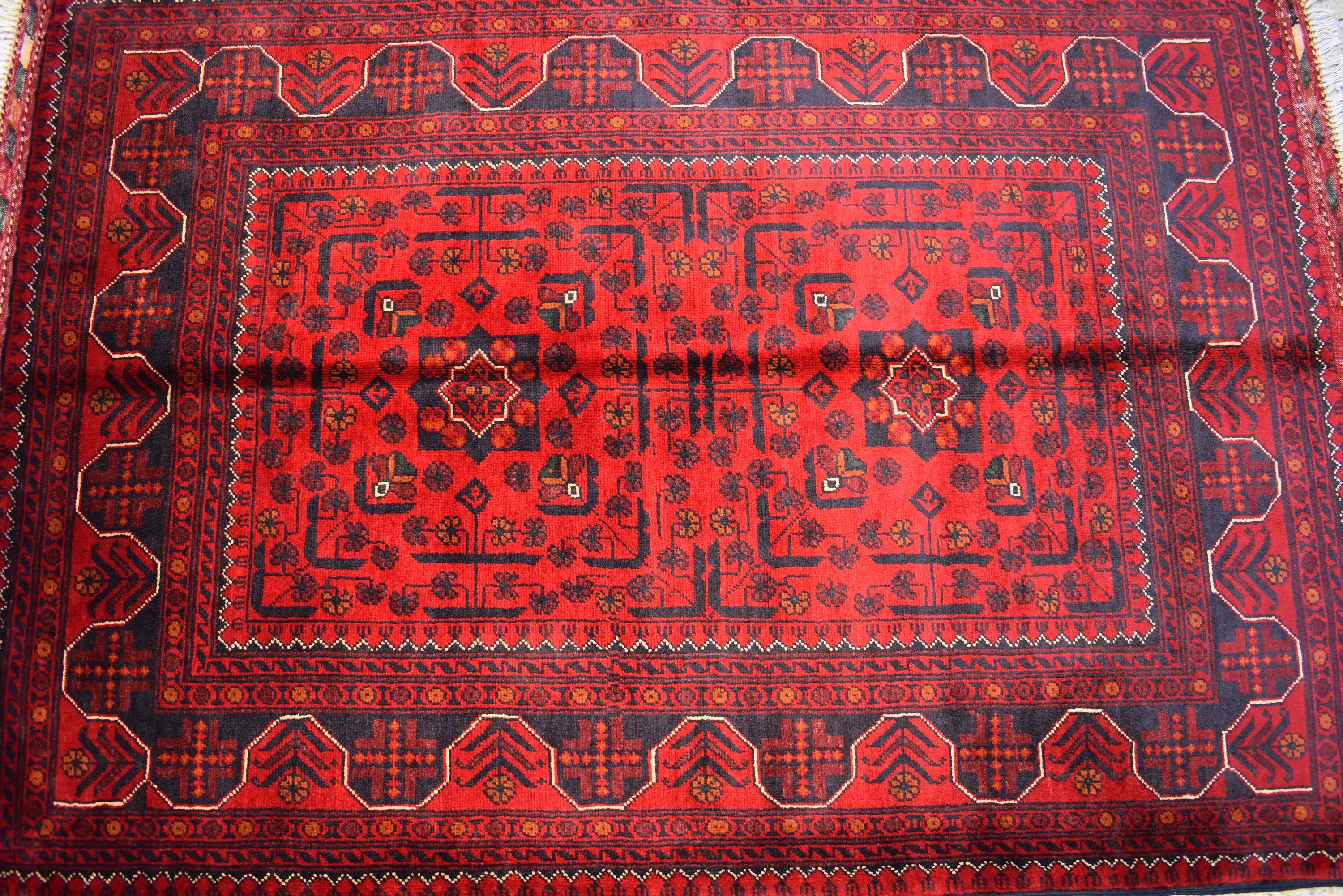 3x5Ft Bokhara Rug Turkmen 100% Wool Afghan Vegetable dyes Handmade bukhara Pattern Turkmen Oriental Rug, Bedroom Rug, Living room rug
