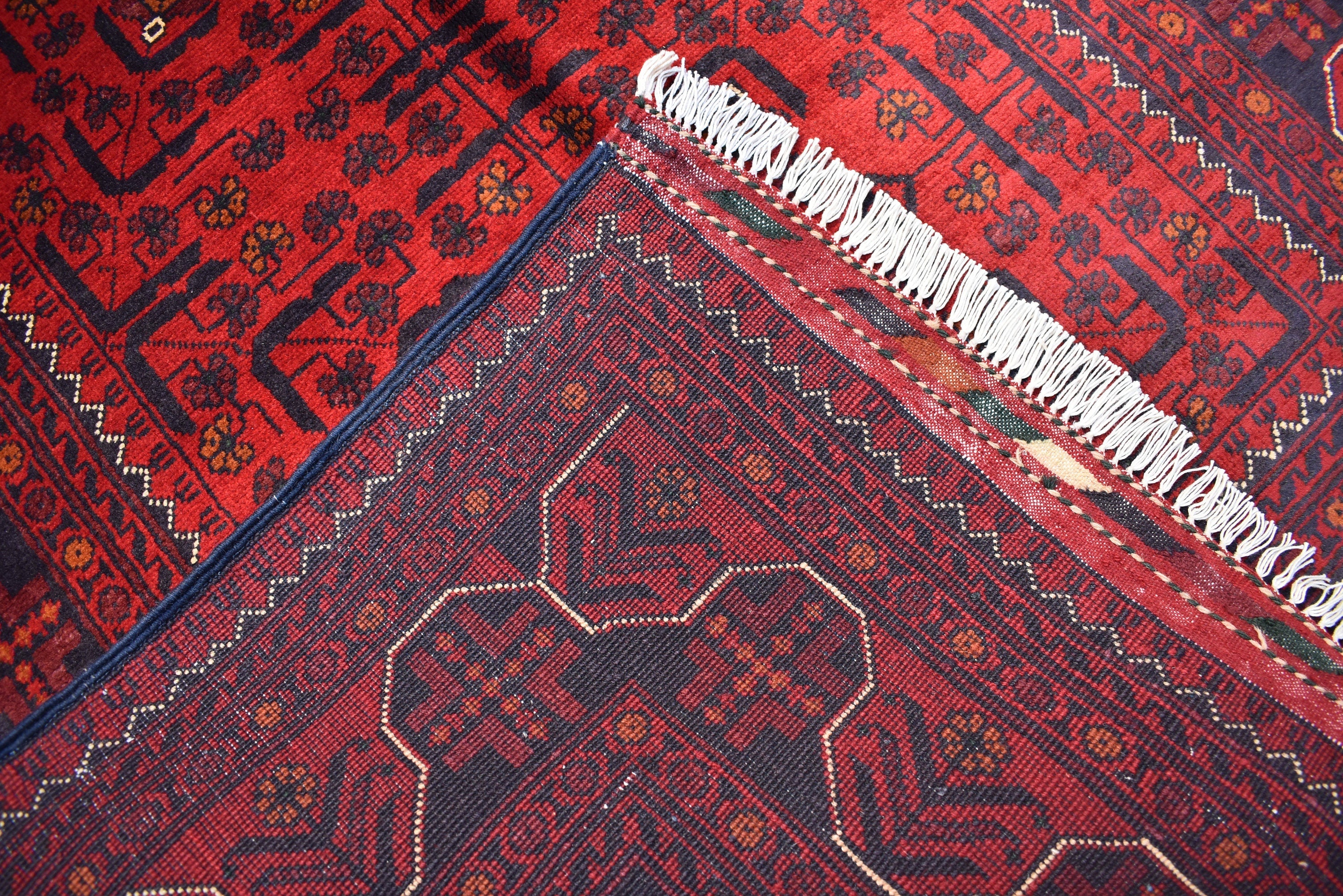 3x5Ft Bokhara Rug Turkmen 100% Wool Afghan Vegetable dyes Handmade bukhara Pattern Turkmen Oriental Rug, Bedroom Rug, Living room rug