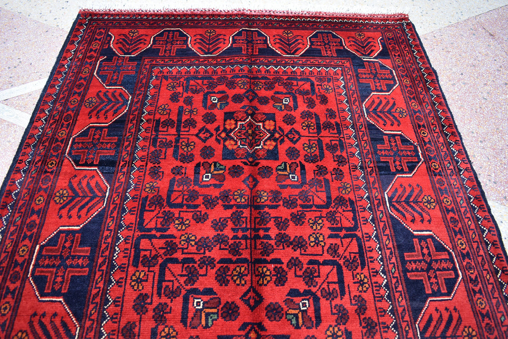 3x5 Bukhara Rug Turkmen 100% Wool Afghan Veg dyes Handmade Bukhara Pattern Turkmen Oriental Rug, Bedroom Rug, Perfect for Office 5.1x3.4 ft