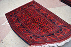 3x5 Bukhara Rug Turkmen 100% Wool Afghan Veg dyes Handmade Bukhara Pattern Turkmen Oriental Rug, Bedroom Rug, Perfect for Office 5.1x3.4 ft