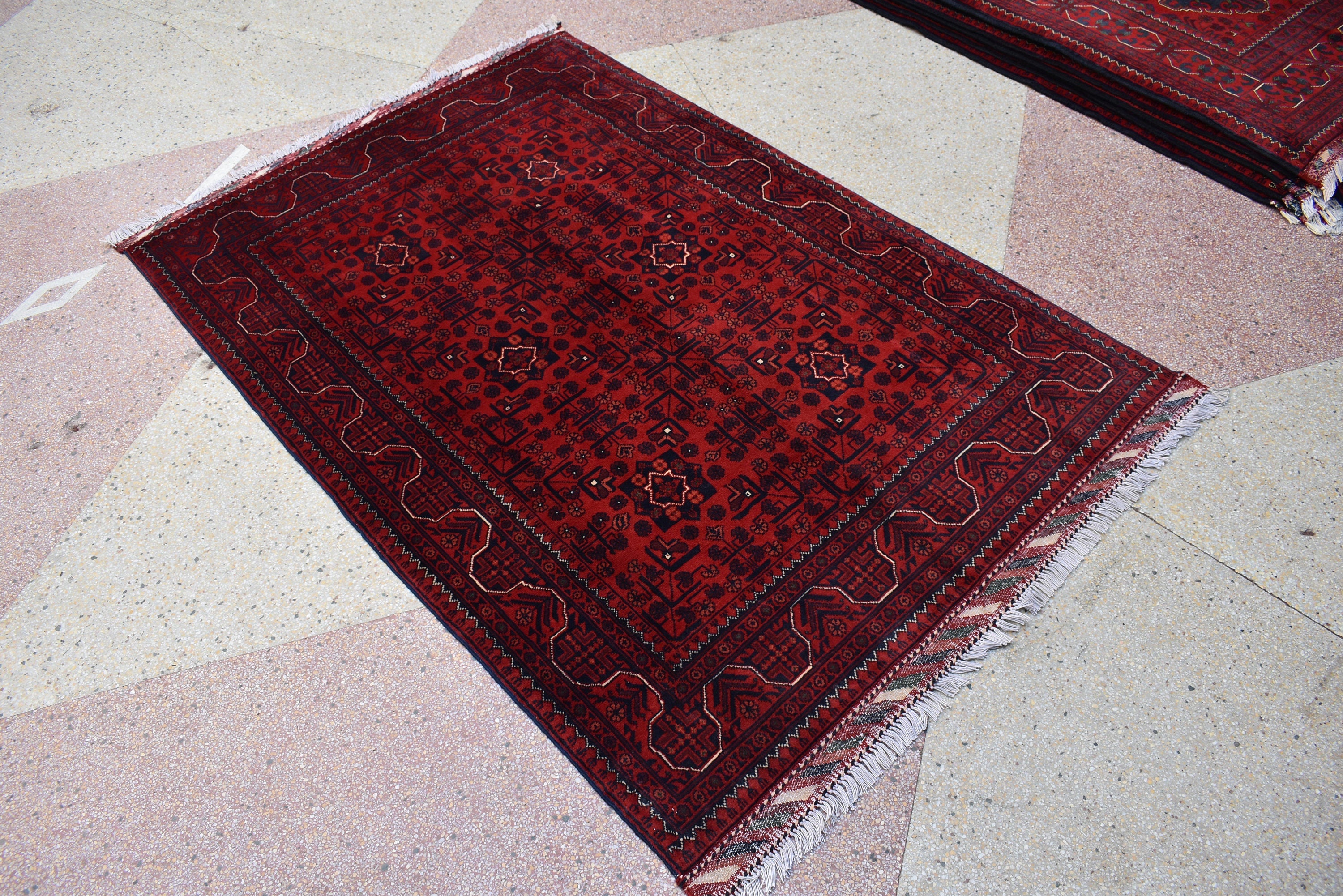 4x6Ft, Bokhara Turkmen Rug – Afghan Handmade 100% Wool Carpet | Vegetable Dyed Bukhara Pattern Oriental Area Rug | Tribal Living Room Decor