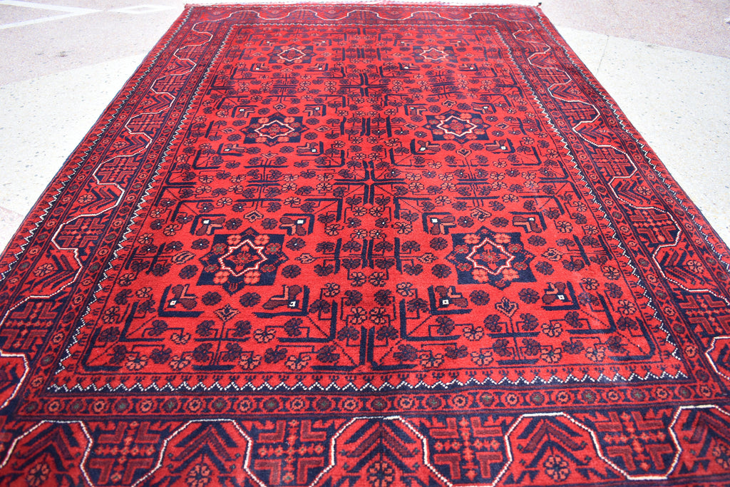 4x6Ft, Bokhara Turkmen Rug – Afghan Handmade 100% Wool Carpet | Vegetable Dyed Bukhara Pattern Oriental Area Rug | Tribal Living Room Decor