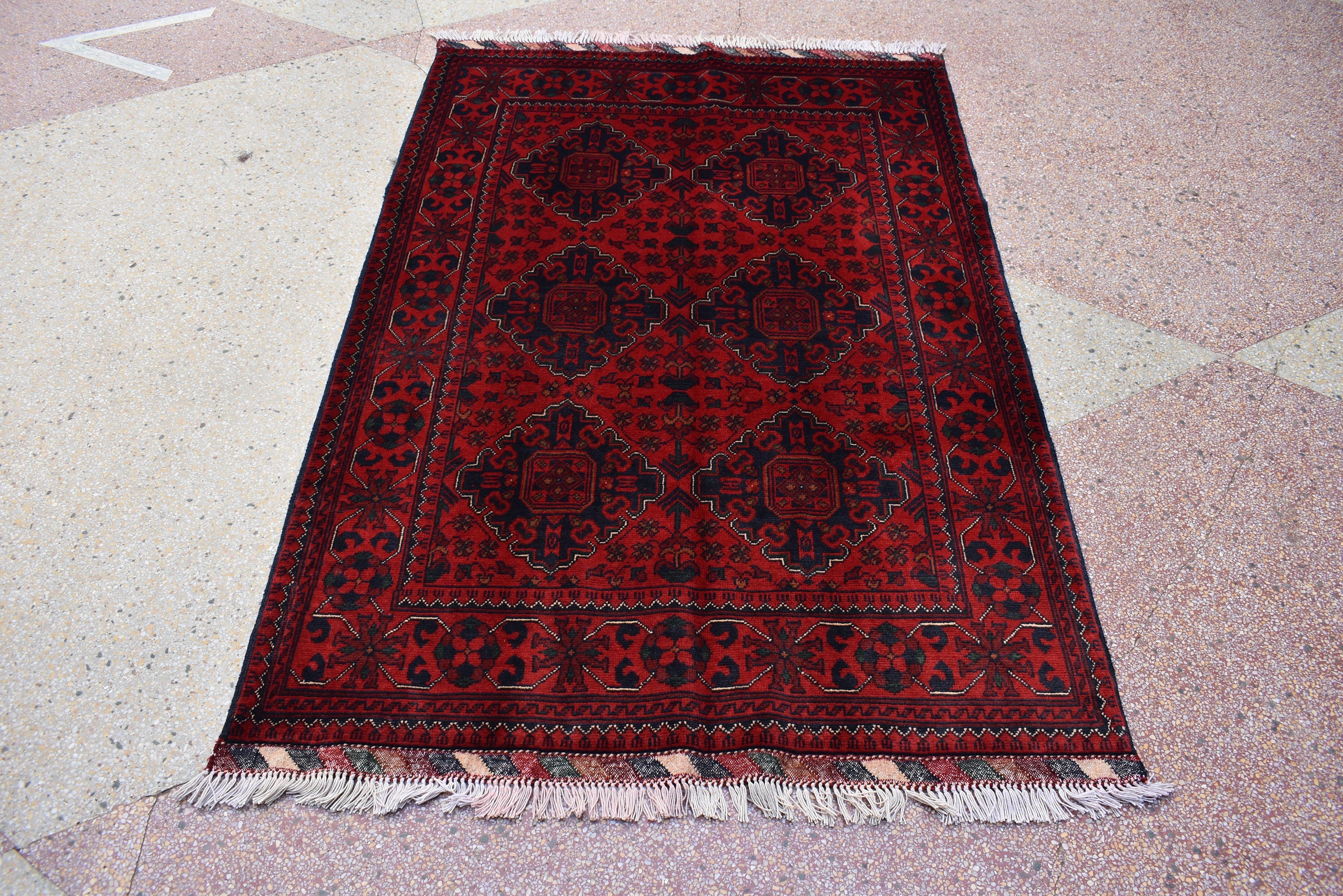 Bokhara Rug Ft 5.1*3.5 Turkmen 100% Wool Afghan Veg dyes Handmade bukhara Pattern Turkmen Oriental Rug