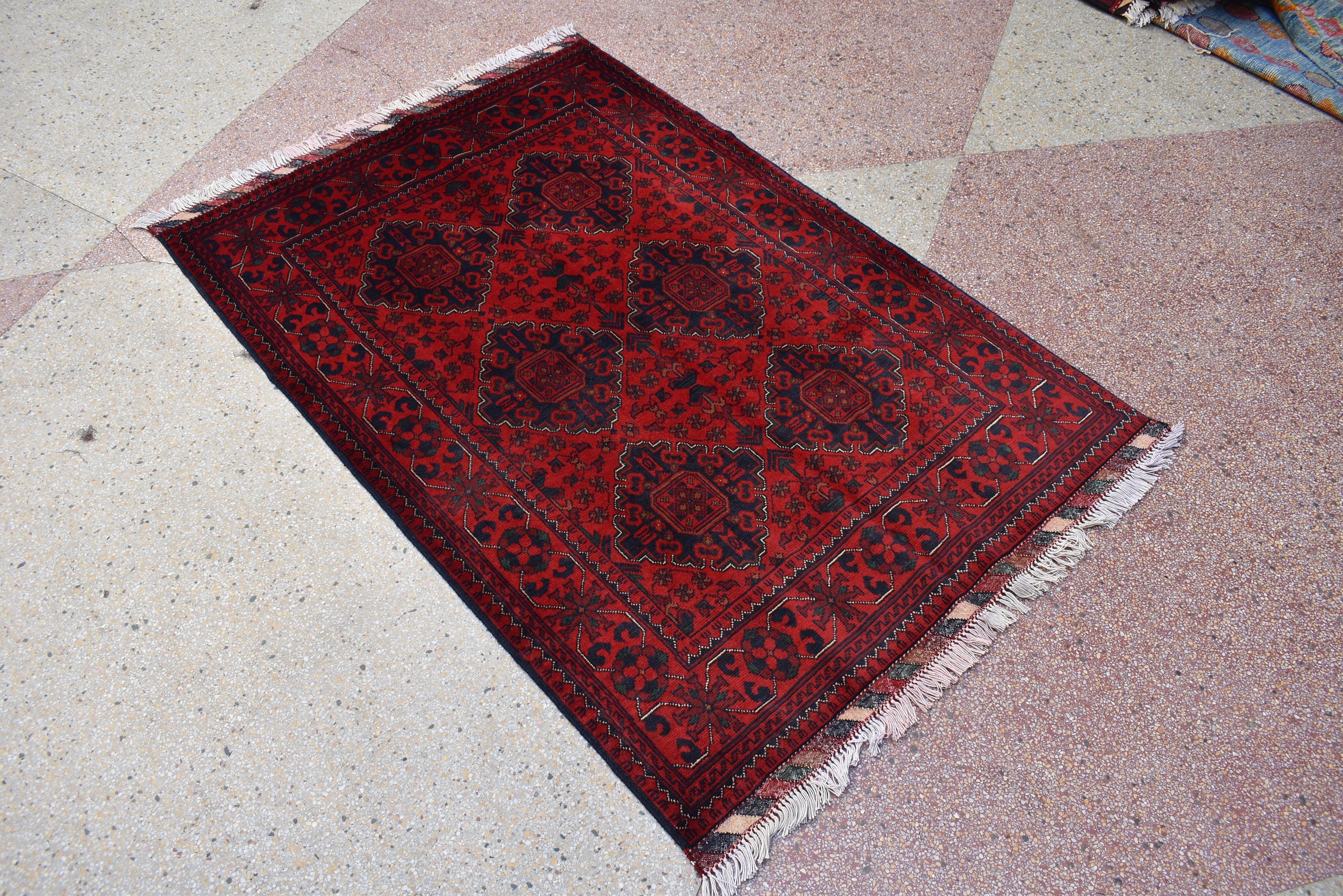 Bokhara Rug Ft 5.1*3.5 Turkmen 100% Wool Afghan Veg dyes Handmade bukhara Pattern Turkmen Oriental Rug