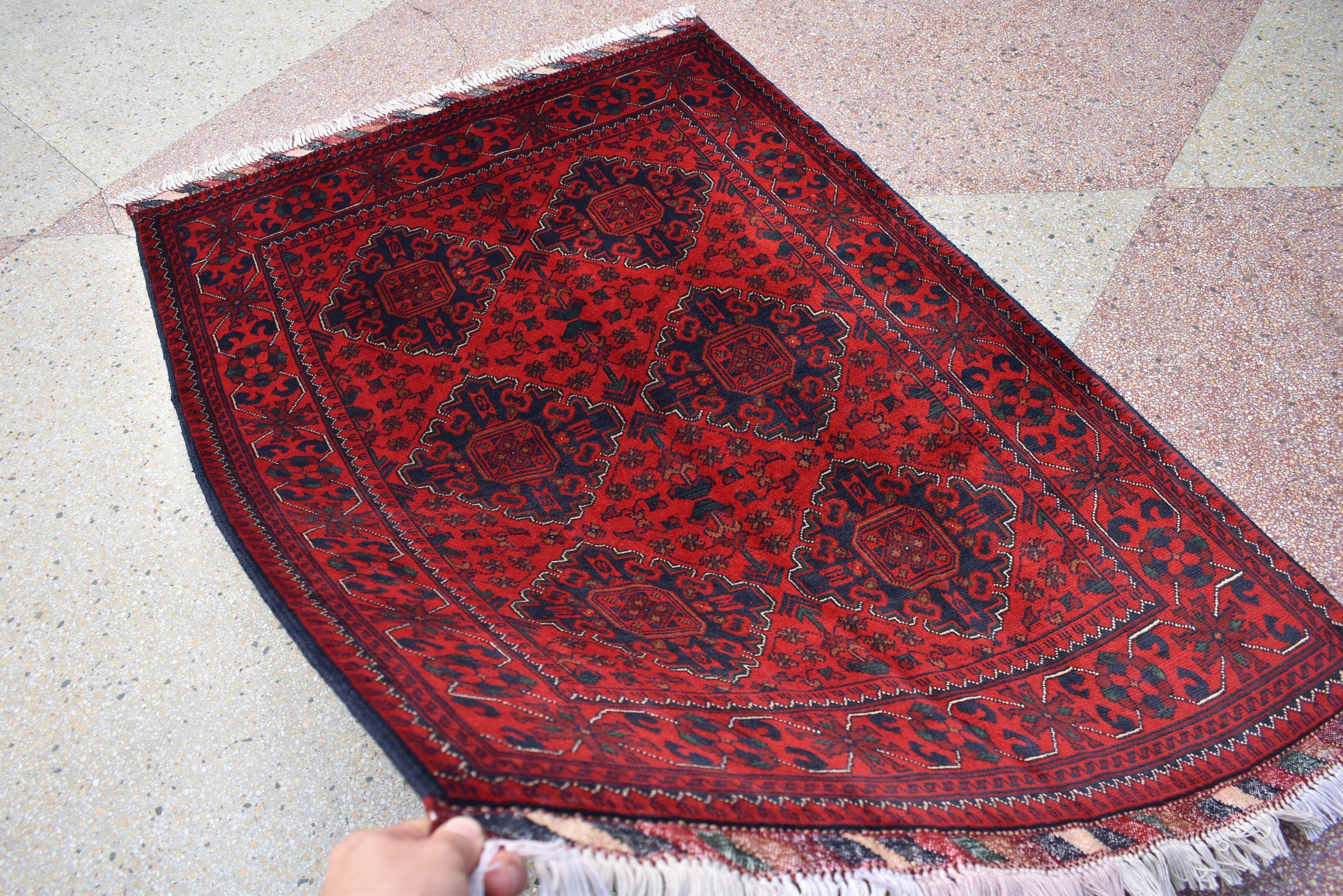 Bokhara Rug Ft 5.1*3.5 Turkmen 100% Wool Afghan Veg dyes Handmade bukhara Pattern Turkmen Oriental Rug