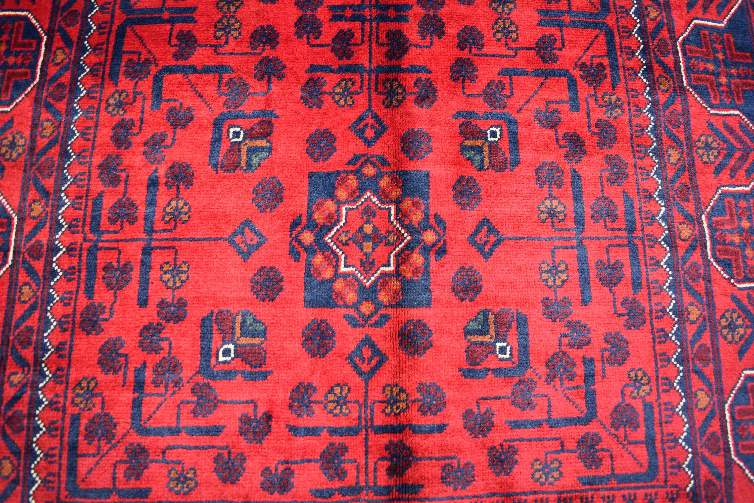 5.1x3.4 Ft Bukhara Rug Turkmen 100% Wool Afghan Veg dyes Handmade Bukhara Pattern Turkmen Oriental Rug, Rug for Bedroom, Office