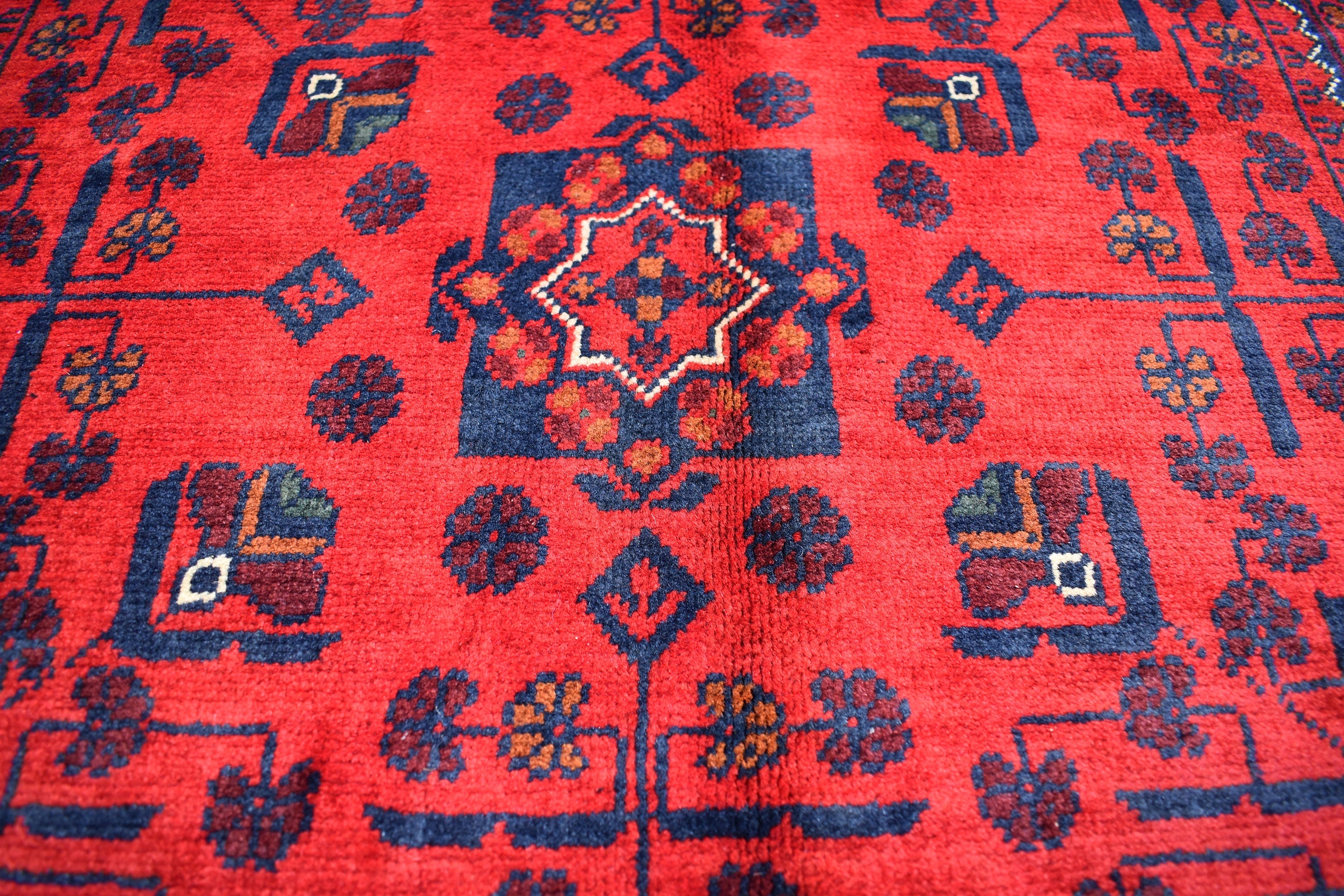 5.1x3.4 Ft Bukhara Rug Turkmen 100% Wool Afghan Veg dyes Handmade Bukhara Pattern Turkmen Oriental Rug, Rug for Bedroom, Office