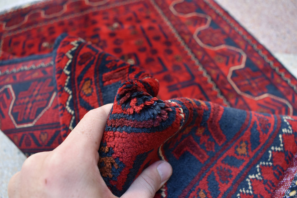 5.1x3.4 Ft Bukhara Rug Turkmen 100% Wool Afghan Veg dyes Handmade Bukhara Pattern Turkmen Oriental Rug, Rug for Bedroom, Office