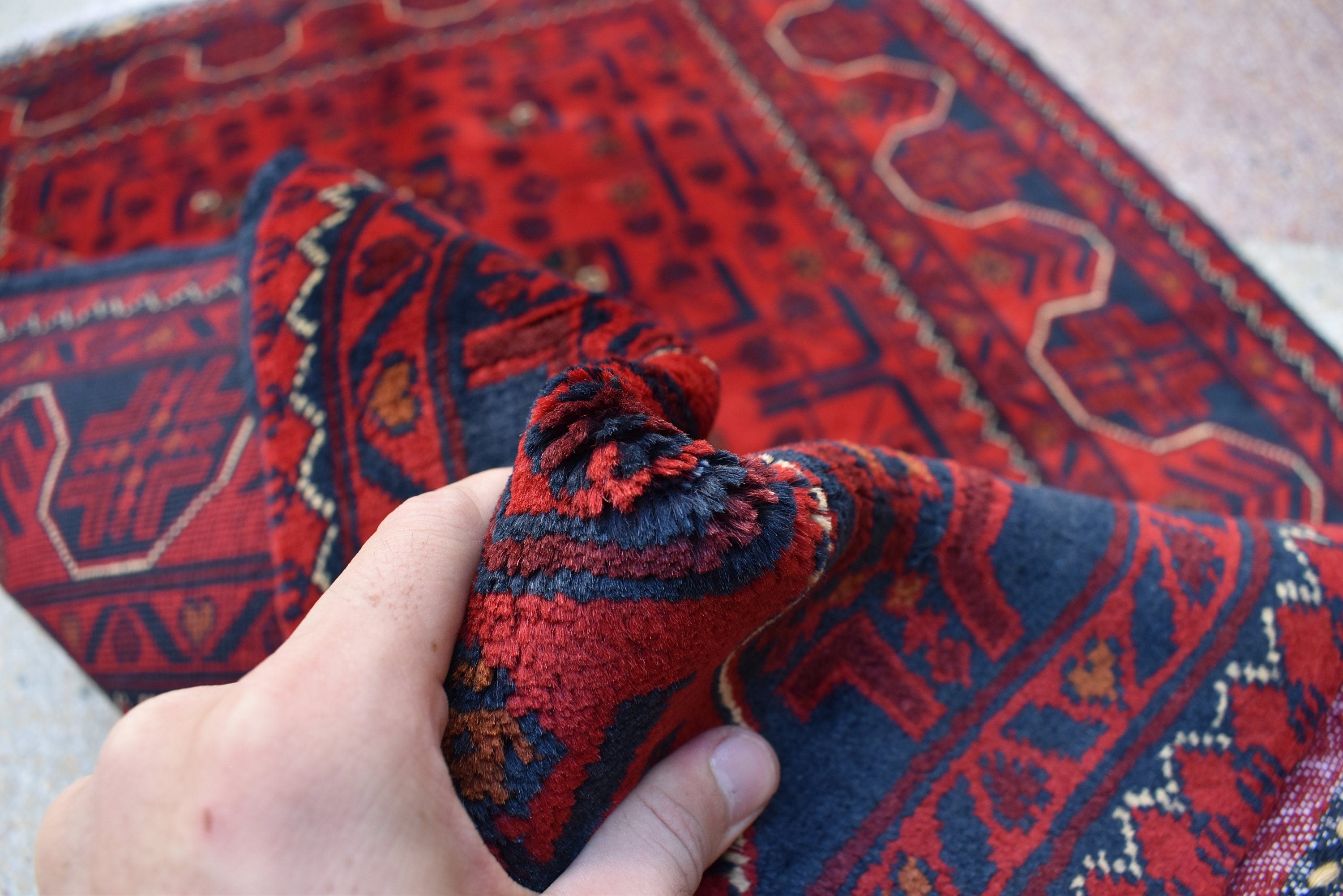 5.1x3.4 Ft Bukhara Rug Turkmen 100% Wool Afghan Veg dyes Handmade Bukhara Pattern Turkmen Oriental Rug, Rug for Bedroom, Office