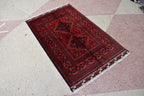 3x5 Afghan Bokhara Rug – Handmade Turkmen Wool Area Rug |Vegetable Dyed Red Oriental Bukhara Pattern Carpet for Home, Wedding Decor 156x99cm
