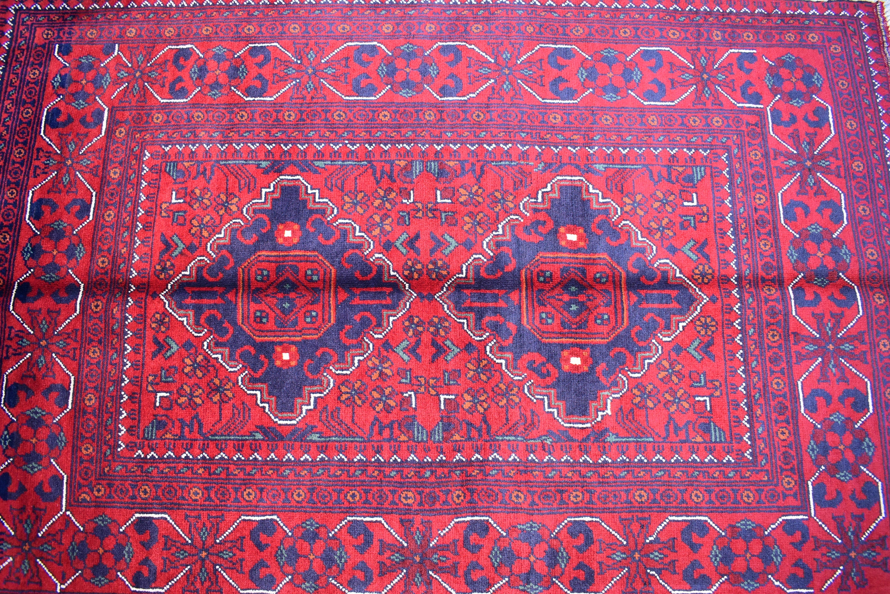4.10 x 3.4 Ft Bokhara Rug Turkmen 100% Wool Afghan Veg dyes Handmade bukhara Pattern Turkmen Oriental Rug