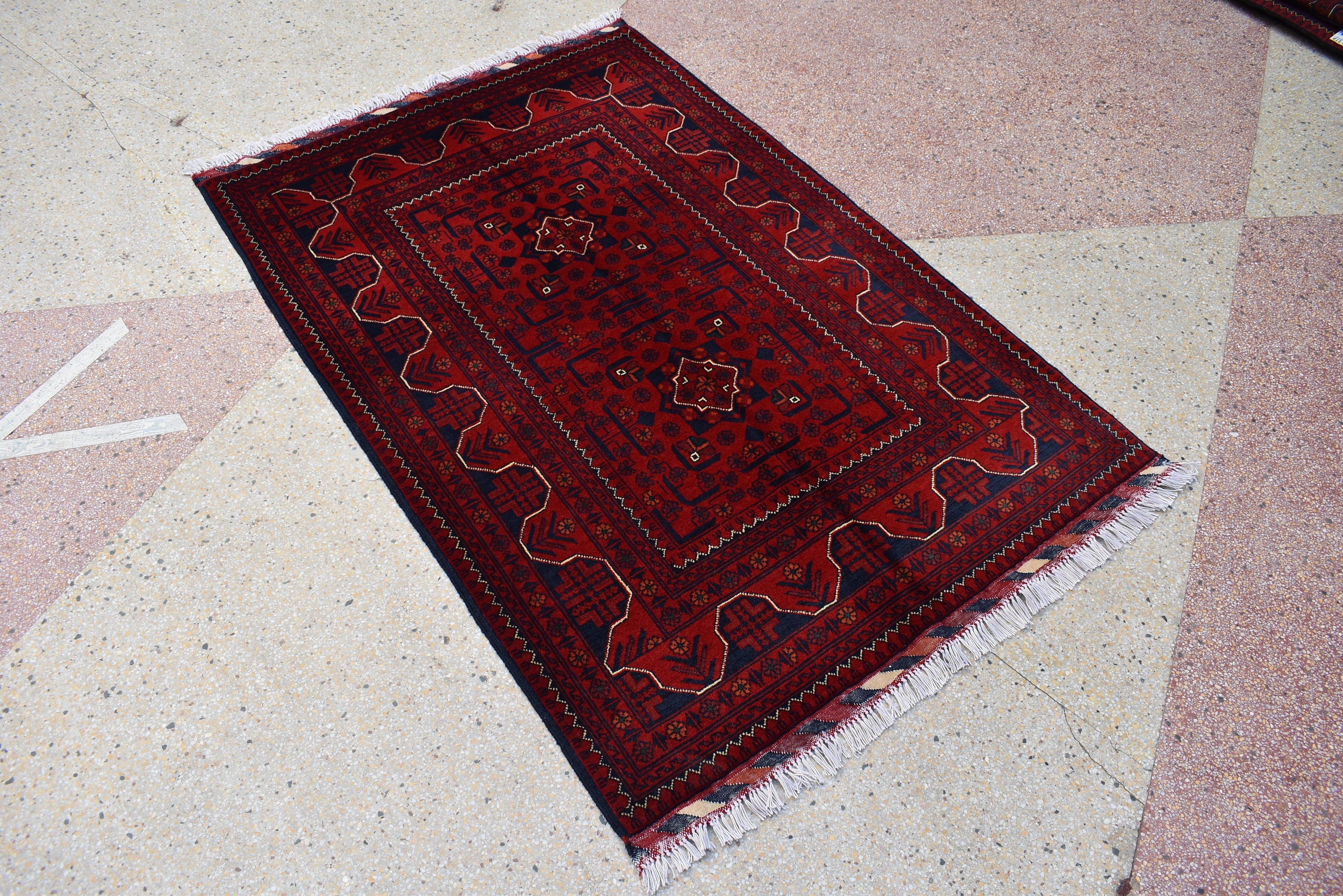 3x5 Bukhara Red Rug Turkmen 100% Wool Afghan Handwoven Rug, Natural Veg dyes, Rug for Living Room, Rug for Bedroom 5.2 x 3.5