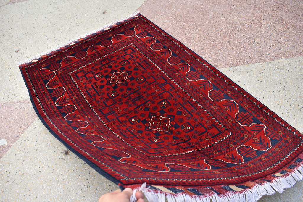 3x5 Bukhara Red Rug Turkmen 100% Wool Afghan Handwoven Rug, Natural Veg dyes, Rug for Living Room, Rug for Bedroom 5.2 x 3.5