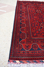 3x5 Bukhara Red Rug Turkmen 100% Wool Afghan Handwoven Rug, Natural Veg dyes, Rug for Living Room, Rug for Bedroom 5.2 x 3.5