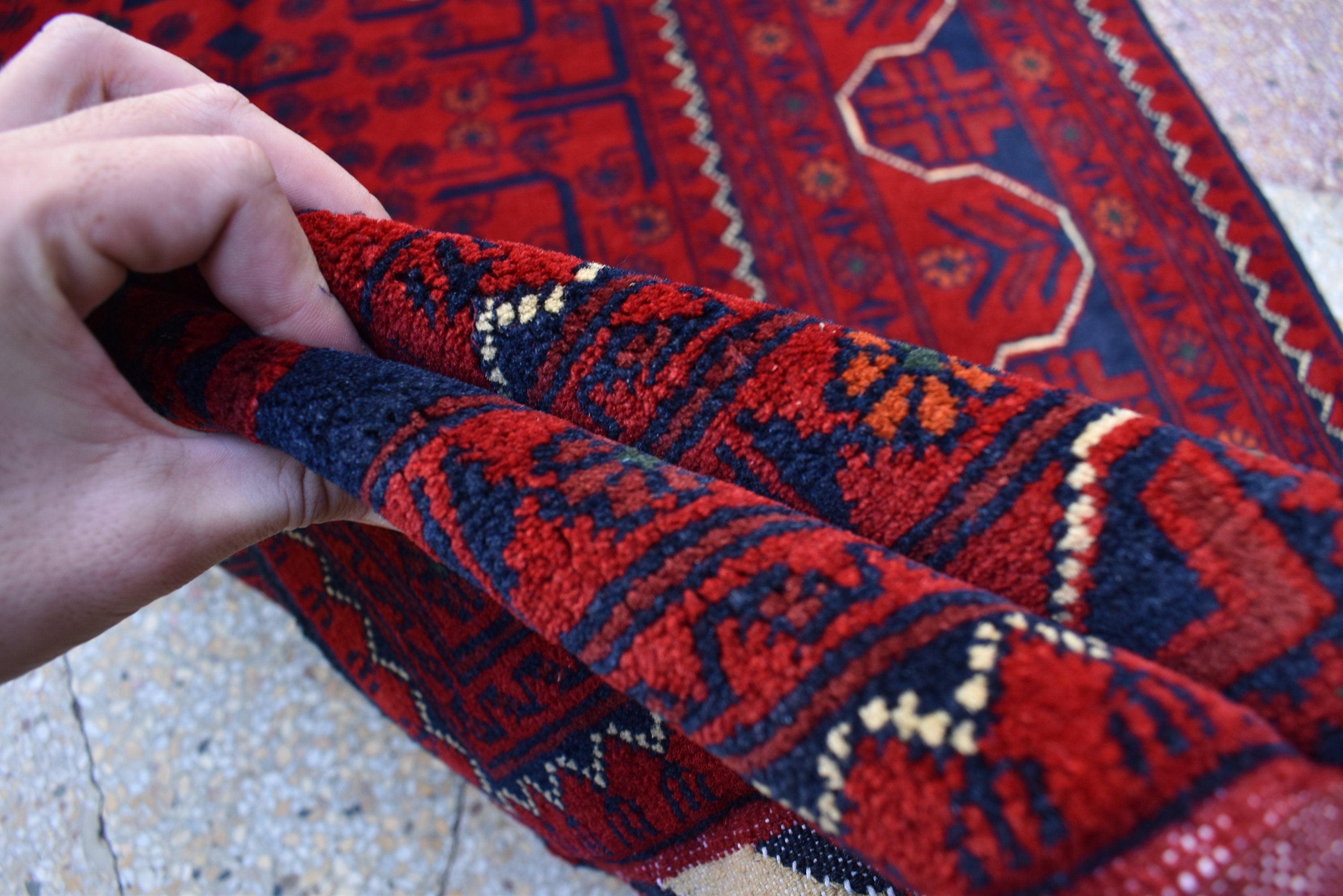 3x5 Bukhara Red Rug Turkmen 100% Wool Afghan Handwoven Rug, Natural Veg dyes, Rug for Living Room, Rug for Bedroom 5.2 x 3.5