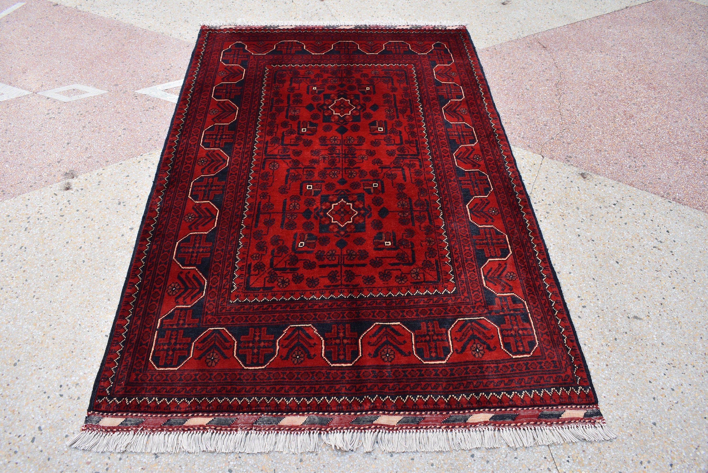 3x5 Bokhara Rug Turkmen 100% Wool Afghan Veg dyes Handmade Oriental Pattern Turkmen Rug, Rugs For Living Room-Bedroom Rug