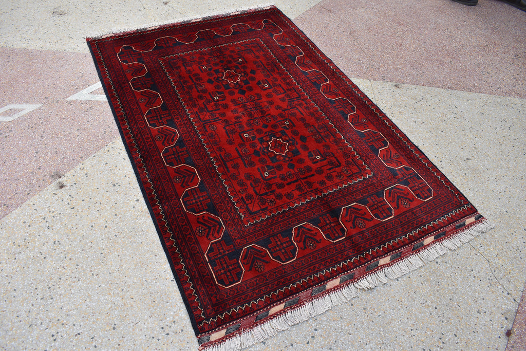 3x5 Bokhara Rug Turkmen 100% Wool Afghan Veg dyes Handmade Oriental Pattern Turkmen Rug, Rugs For Living Room-Bedroom Rug