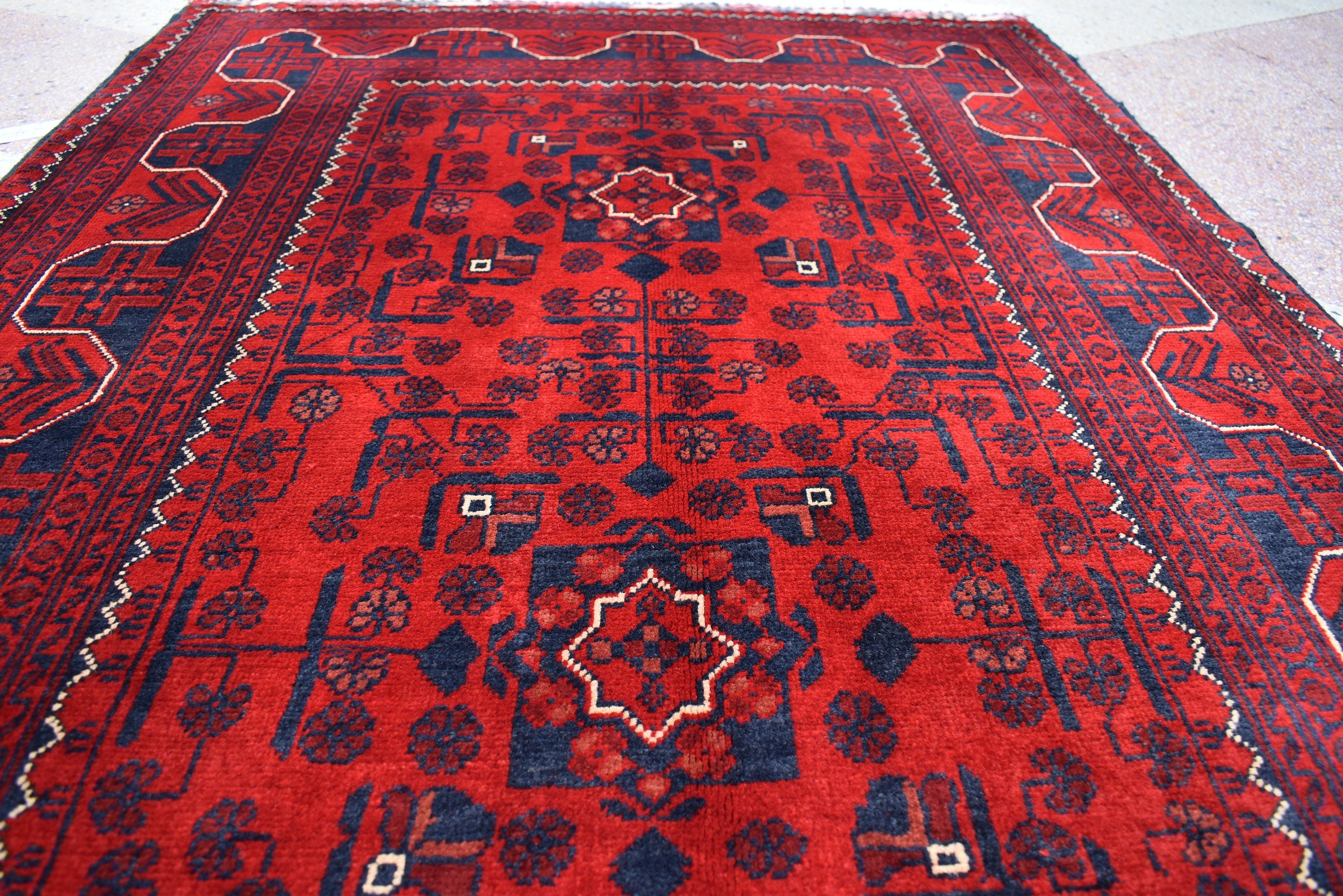 3x5 Bokhara Rug Turkmen 100% Wool Afghan Veg dyes Handmade Oriental Pattern Turkmen Rug, Rugs For Living Room-Bedroom Rug