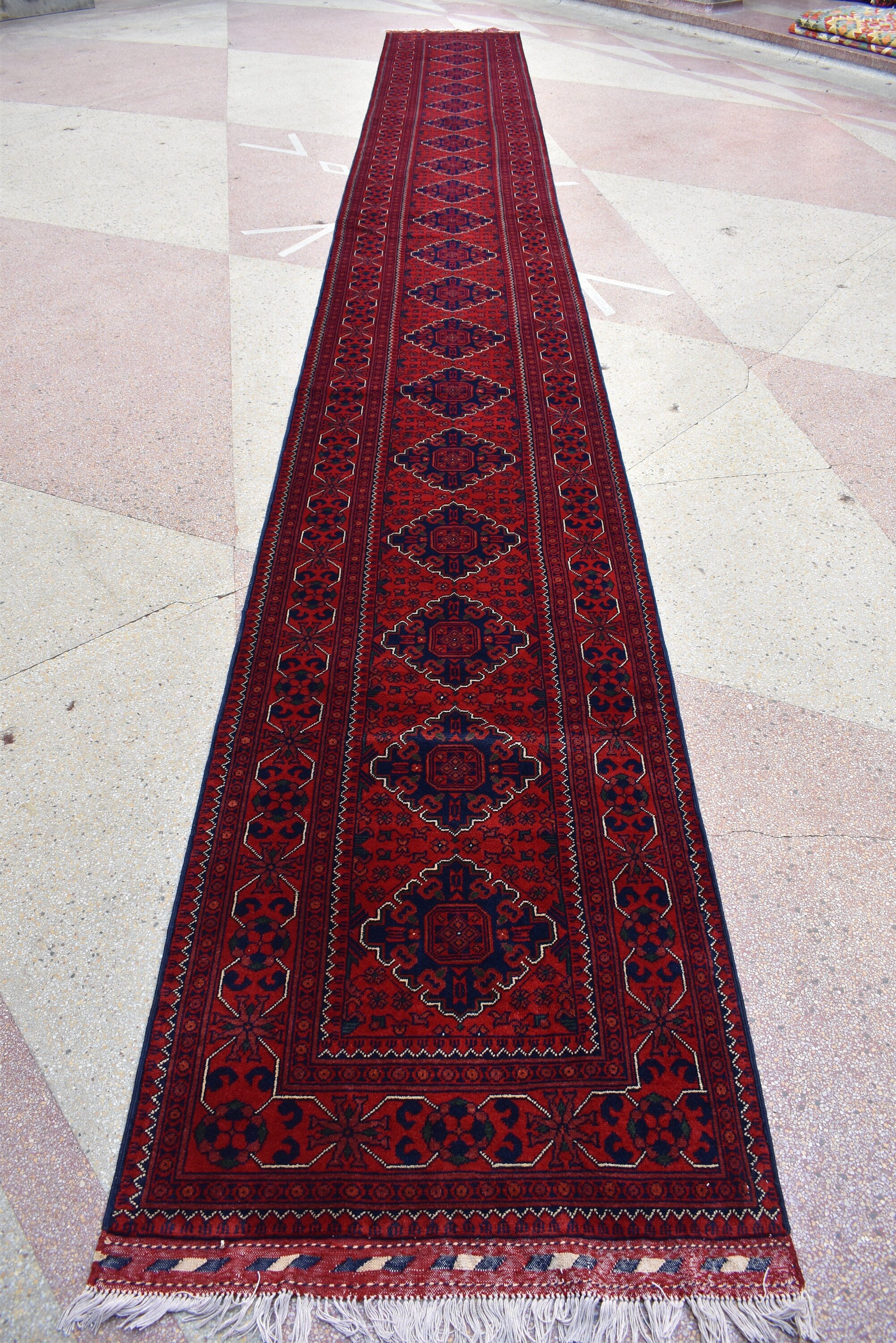 23.0 x 2.9 Ft Long Runner Best Quality Turkmen Khamiyab Khal Mohammadi Bokhara Runner Afghan Handmade Wool Oriental Hallway runner