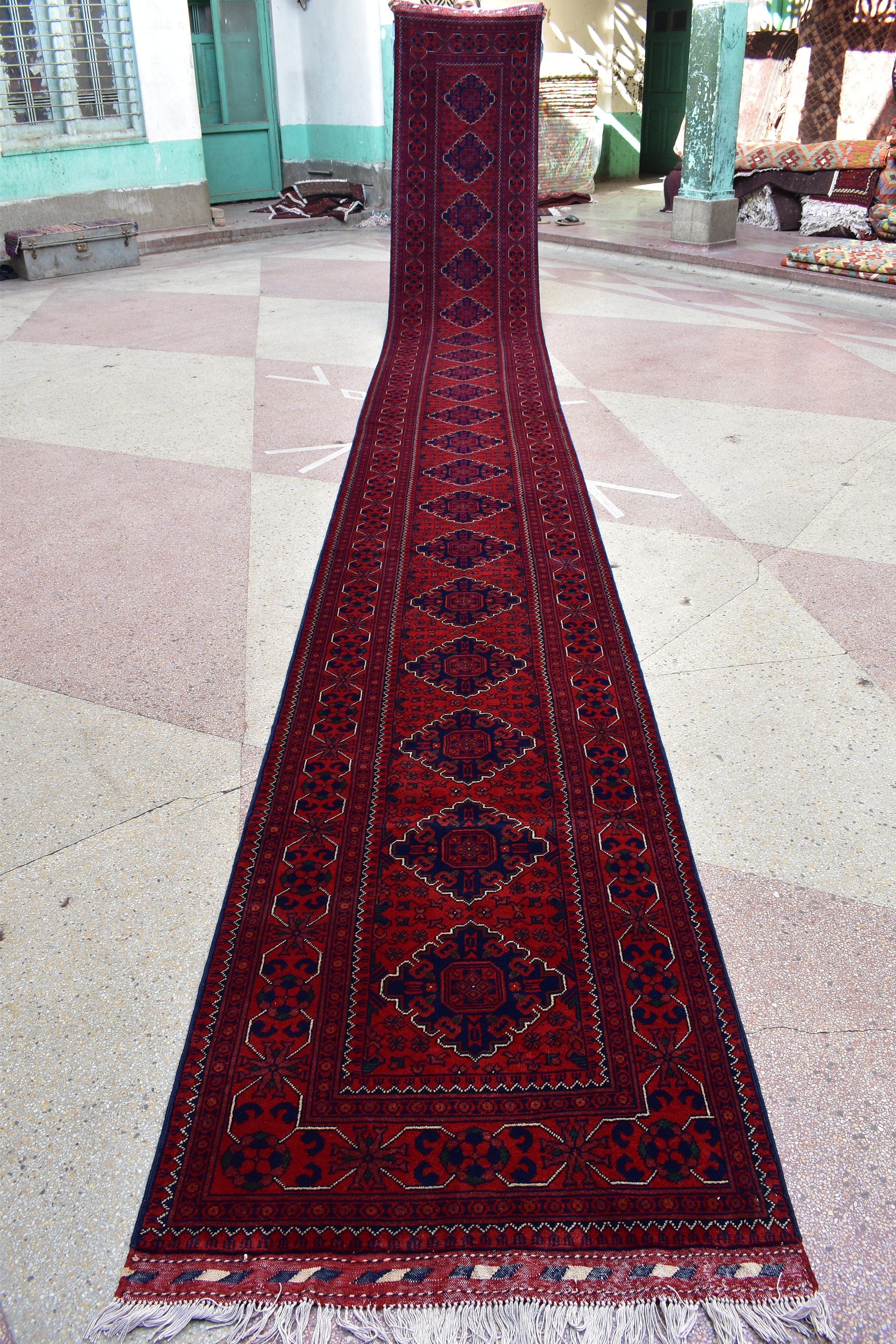 23.0 x 2.9 Ft Long Runner Best Quality Turkmen Khamiyab Khal Mohammadi Bokhara Runner Afghan Handmade Wool Oriental Hallway runner