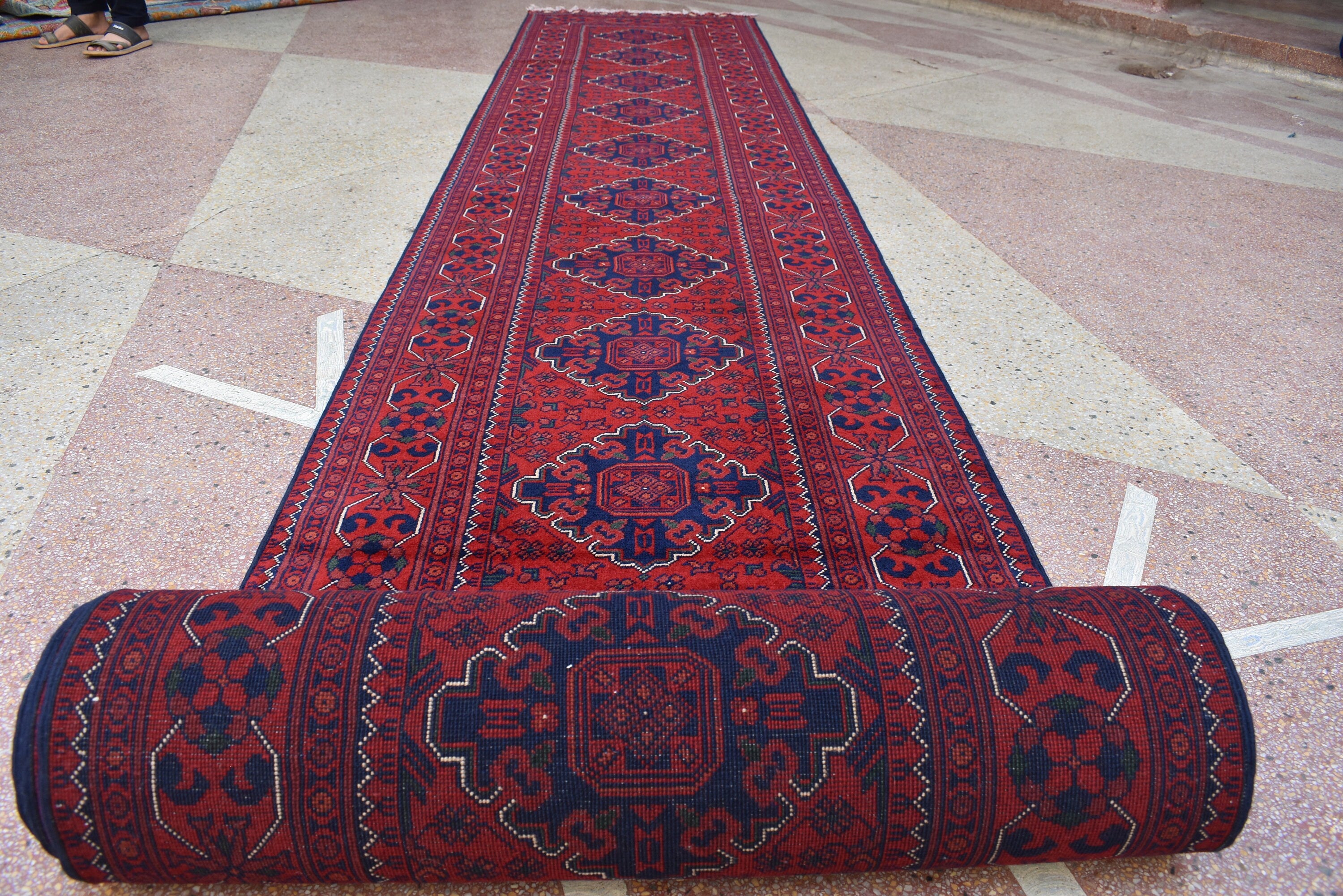 23.0 x 2.9 Ft Long Runner Best Quality Turkmen Khamiyab Khal Mohammadi Bokhara Runner Afghan Handmade Wool Oriental Hallway runner