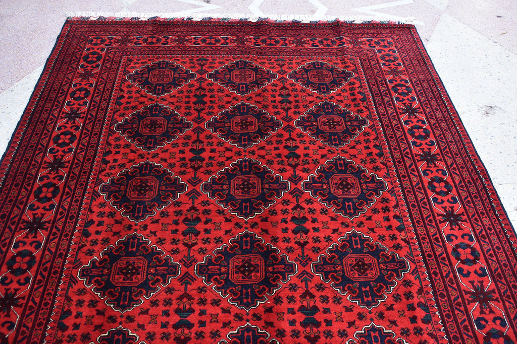 8x5 Bokhara Rug Turkmen 100% Wool Afghan Veg Dyes Handmade Bukhara Pattern Area Rug Turkmen Oriental Rug, Living Room Rug 7.11x5.7 Ft