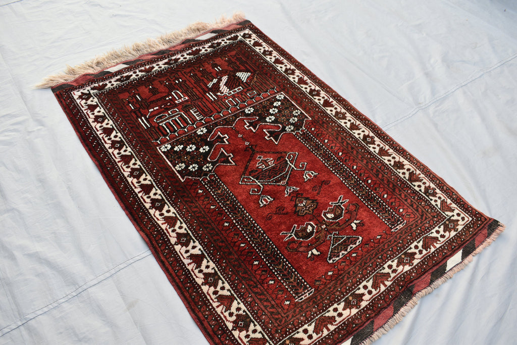 4.2 x 2.9 Vintage Prayer Rug Fine Quality Tribal Prayer Rug Oriental Turkmen Area Rug Handmade Wool Rug Muslim Prayer Carpet