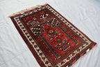 4.2 x 2.9 Vintage Prayer Rug Fine Quality Tribal Prayer Rug Oriental Turkmen Area Rug Handmade Wool Rug Muslim Prayer Carpet