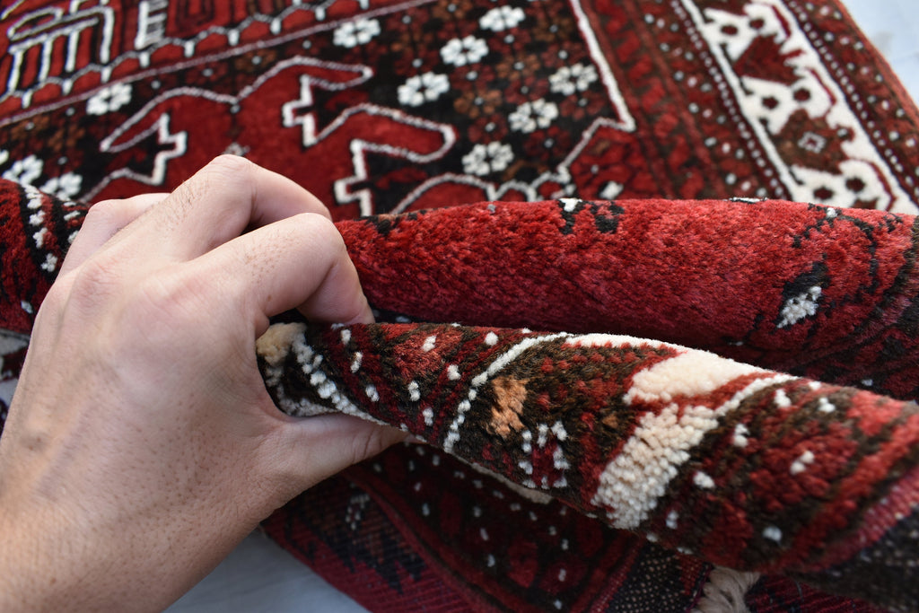 4.2 x 2.9 Vintage Prayer Rug Fine Quality Tribal Prayer Rug Oriental Turkmen Area Rug Handmade Wool Rug Muslim Prayer Carpet