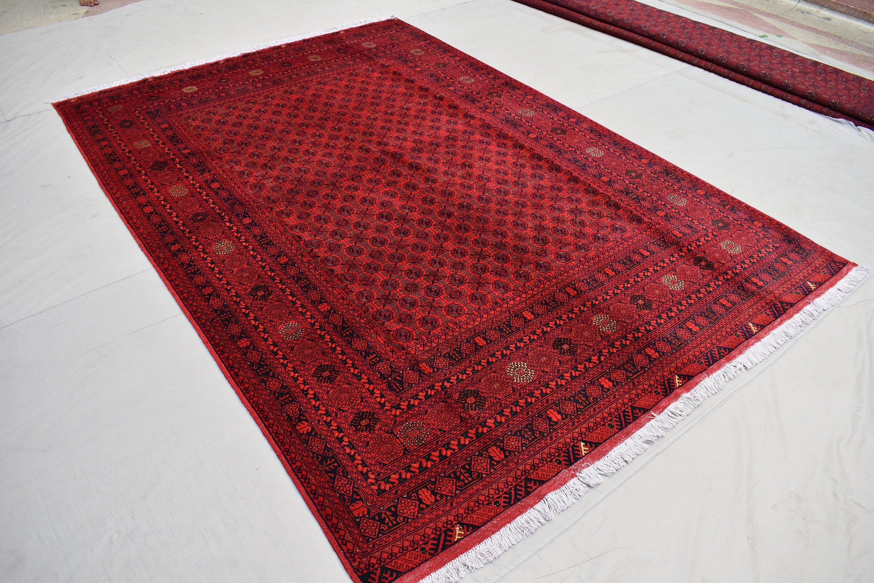 Afghan Bukhara Mowri rug 9.8 x 6.6 Ft High Quality Turkmen Handmade Tekke Ersari rug Vintage Rug In Excellent Condition Oriental Afghan Rug