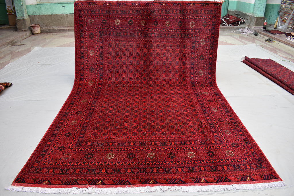 Afghan Bukhara Mowri rug 9.8 x 6.6 Ft High Quality Turkmen Handmade Tekke Ersari rug Vintage Rug In Excellent Condition Oriental Afghan Rug