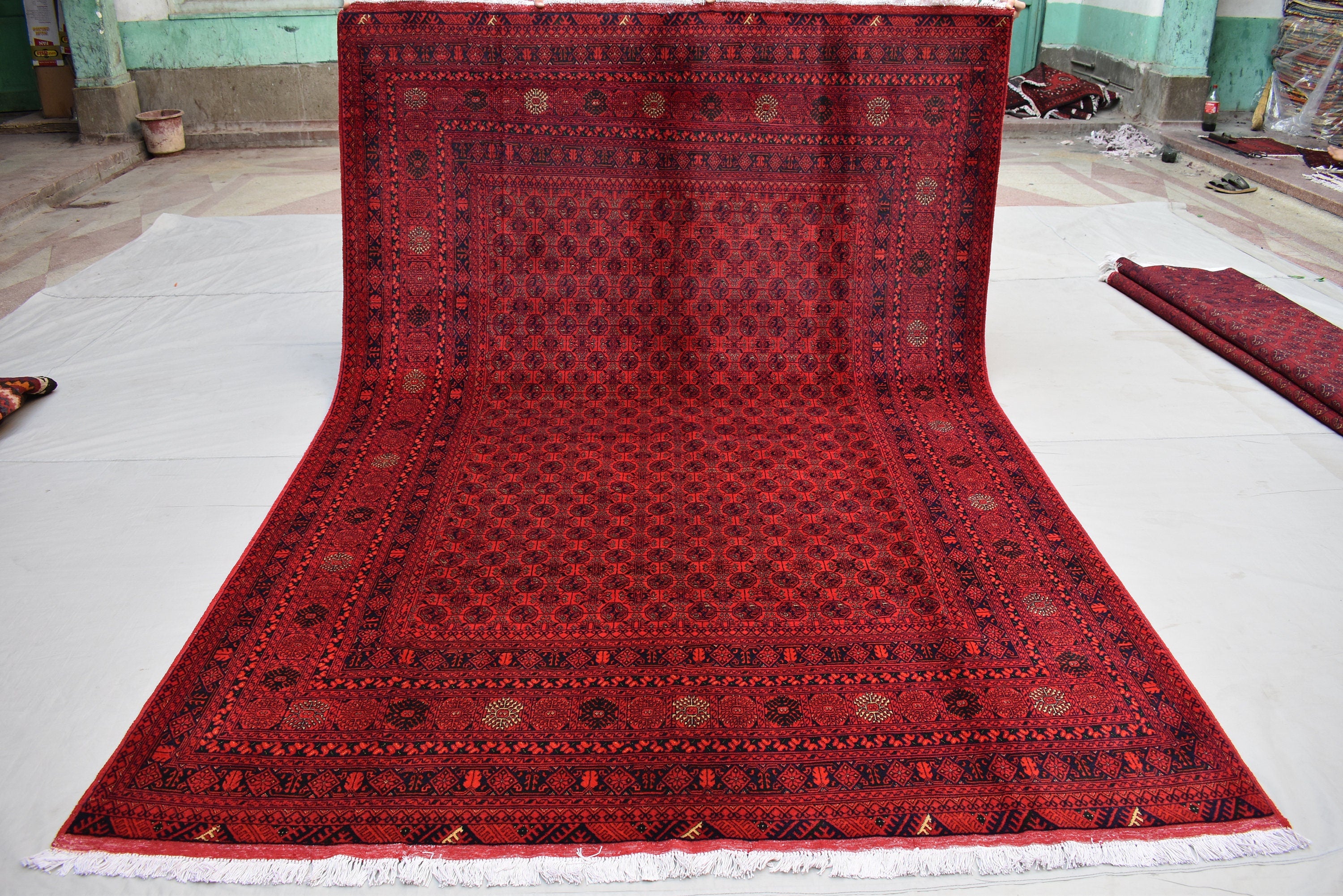 Afghan Bukhara Mowri rug 9.8 x 6.6 Ft High Quality Turkmen Handmade Tekke Ersari rug Vintage Rug In Excellent Condition Oriental Afghan Rug