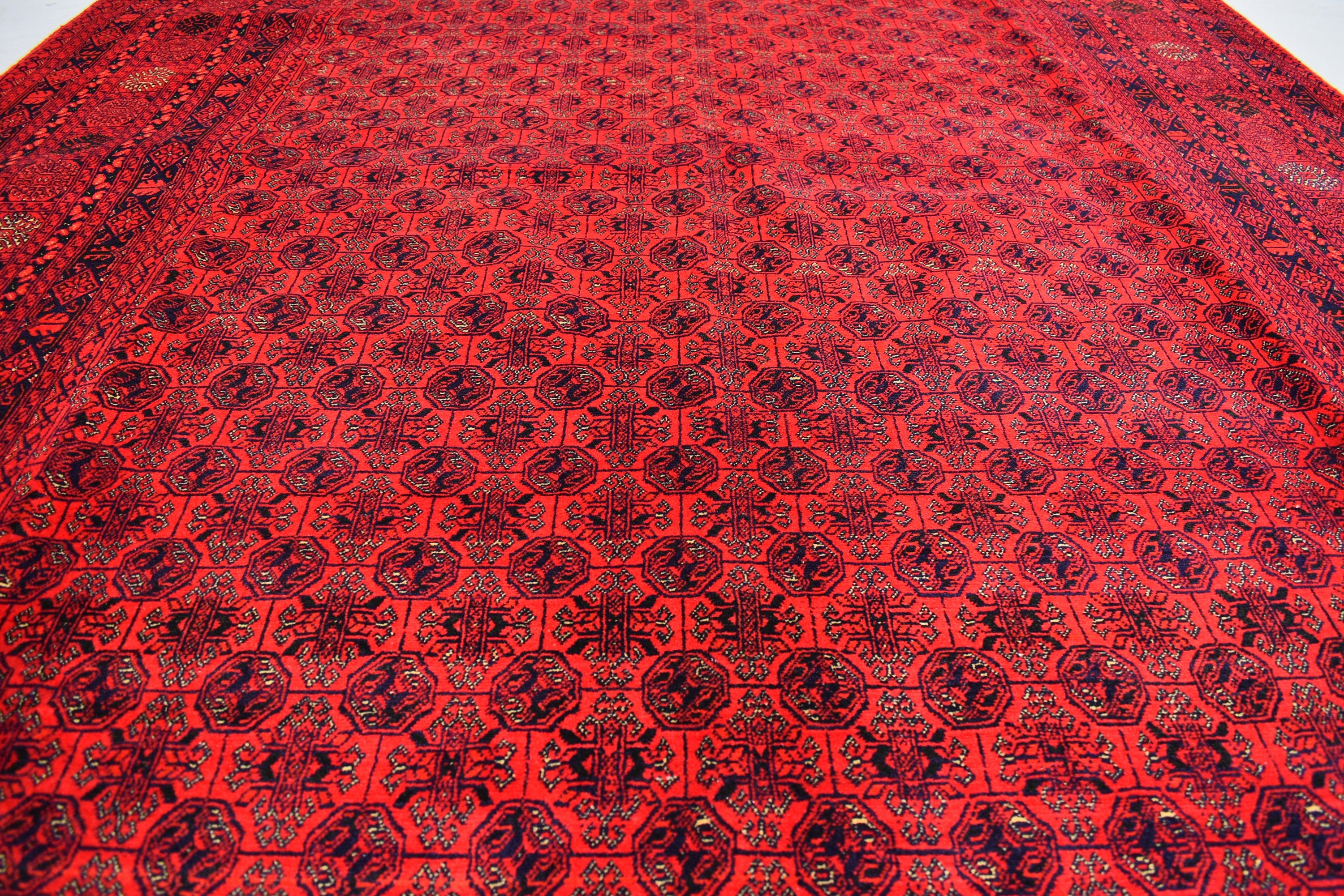 Afghan Bukhara Mowri rug 9.8 x 6.6 Ft High Quality Turkmen Handmade Tekke Ersari rug Vintage Rug In Excellent Condition Oriental Afghan Rug