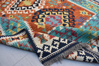 Kilim Area Rug 6x8Ft, Authentic Turkish Style Geometric Kilim Veg dyes Wool Rugs For Living room/ bedroom rug/ Baho Home Decor Rug