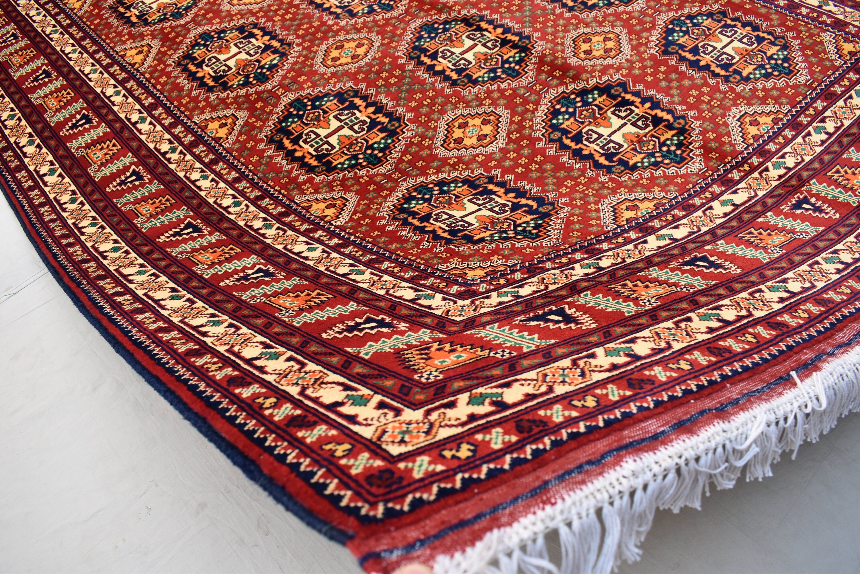 9.10 x 6.6 Ft Afghan Turkmen rug 100% Soft Wool Rug Samarqand Handmade Oriental Living room rug