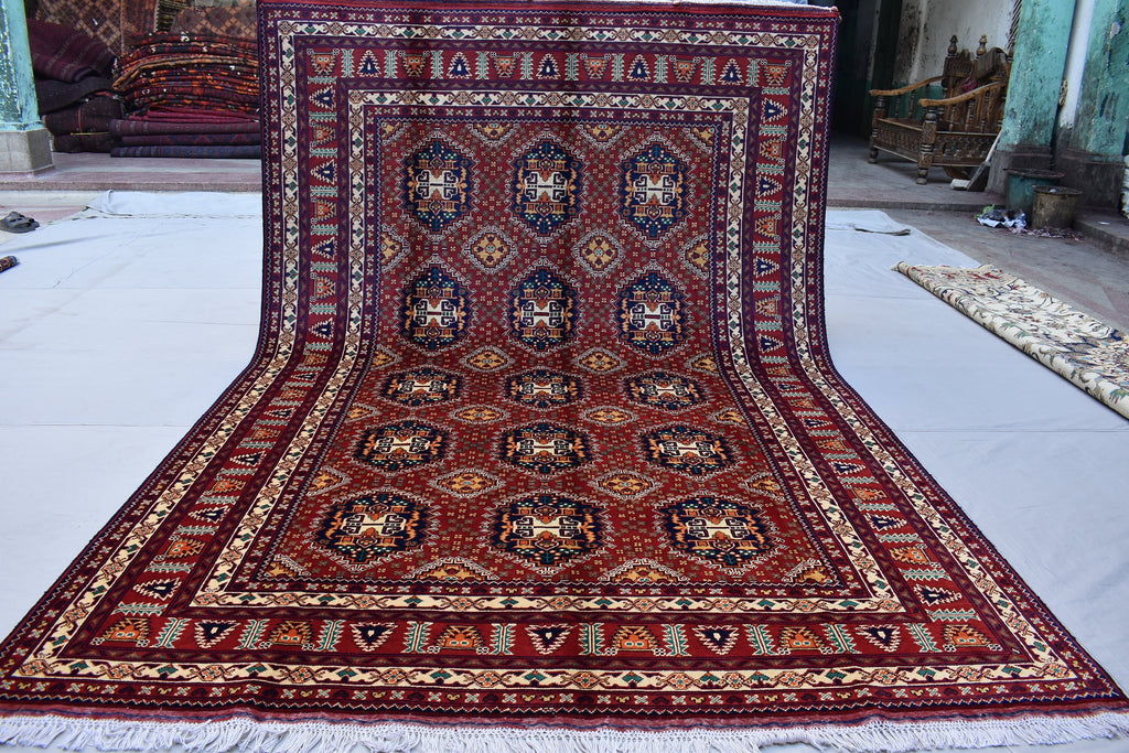 9.10 x 6.6 Ft Afghan Turkmen rug 100% Soft Wool Rug Samarqand Handmade Oriental Living room rug