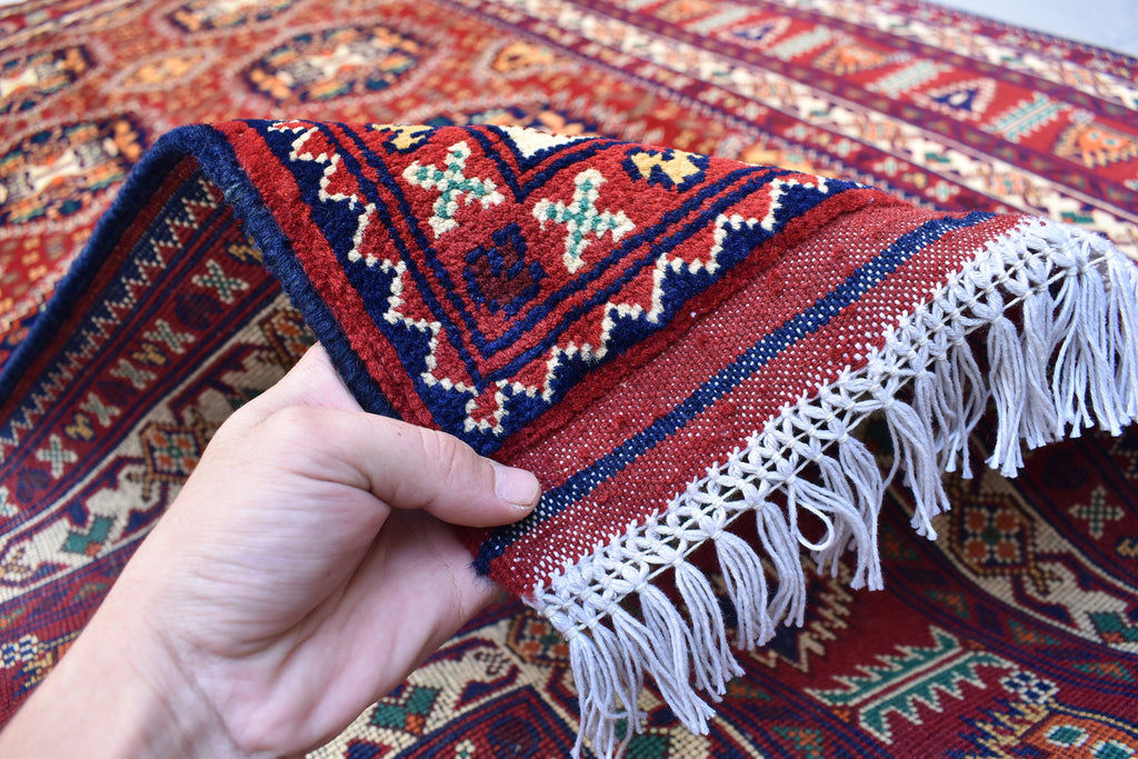 9.10 x 6.6 Ft Afghan Turkmen rug 100% Soft Wool Rug Samarqand Handmade Oriental Living room rug