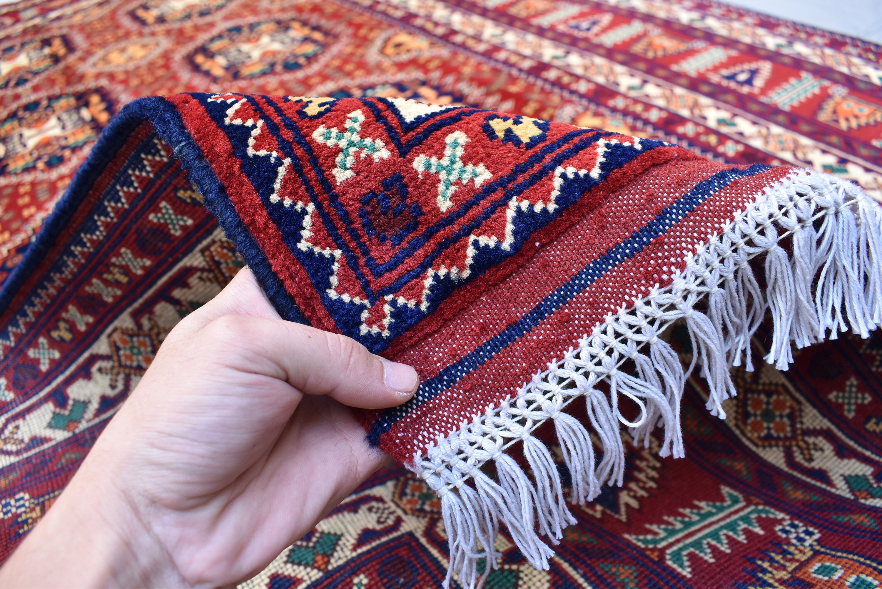 9.10 x 6.6 Ft Afghan Turkmen rug 100% Soft Wool Rug Samarqand Handmade Oriental Living room rug