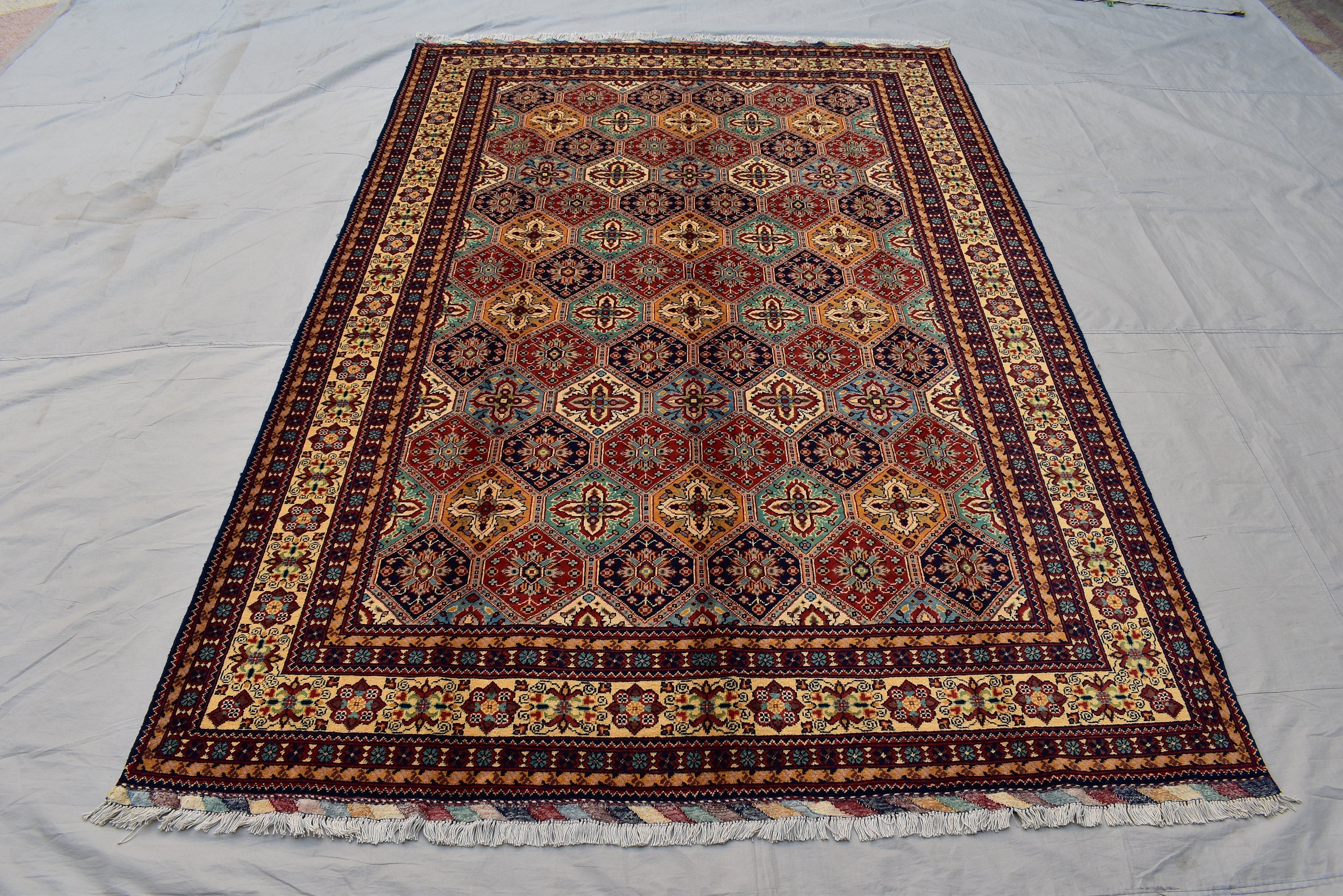 7x10 Handwoven Kashai Rug, Multicolor Authentic Rug, Boho Home Decor, Rug for Living Room, Dining Room Rug, Large area Floor Rug 10.5x6.9 ft