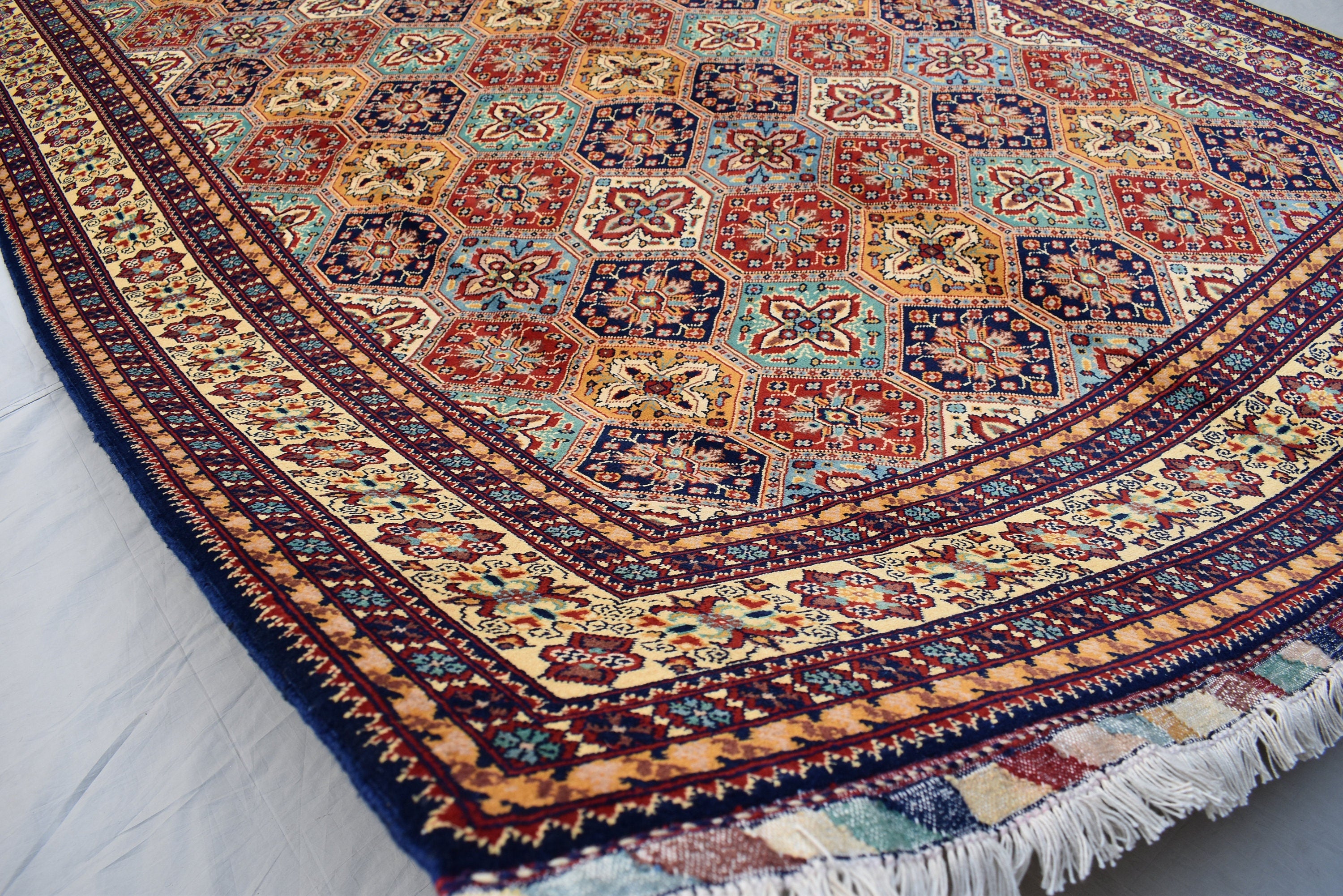 7x10 Handwoven Kashai Rug, Multicolor Authentic Rug, Boho Home Decor, Rug for Living Room, Dining Room Rug, Large area Floor Rug 10.5x6.9 ft