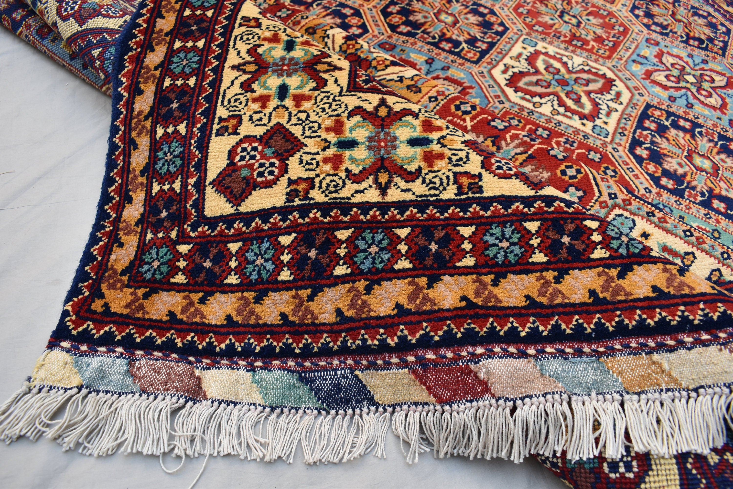 7x10 Handwoven Kashai Rug, Multicolor Authentic Rug, Boho Home Decor, Rug for Living Room, Dining Room Rug, Large area Floor Rug 10.5x6.9 ft