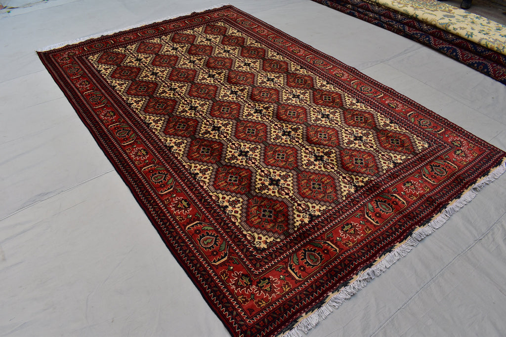 7x10 Handmade Large Maranus Afghan Rug–Orange & Bronze Tribal Design, Premium Wool, Oversized Floor Carpet, Boho Chic Home Decor 6.6x10.2 ft