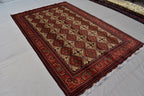 7x10 Handmade Large Maranus Afghan Rug–Orange & Bronze Tribal Design, Premium Wool, Oversized Floor Carpet, Boho Chic Home Decor 6.6x10.2 ft