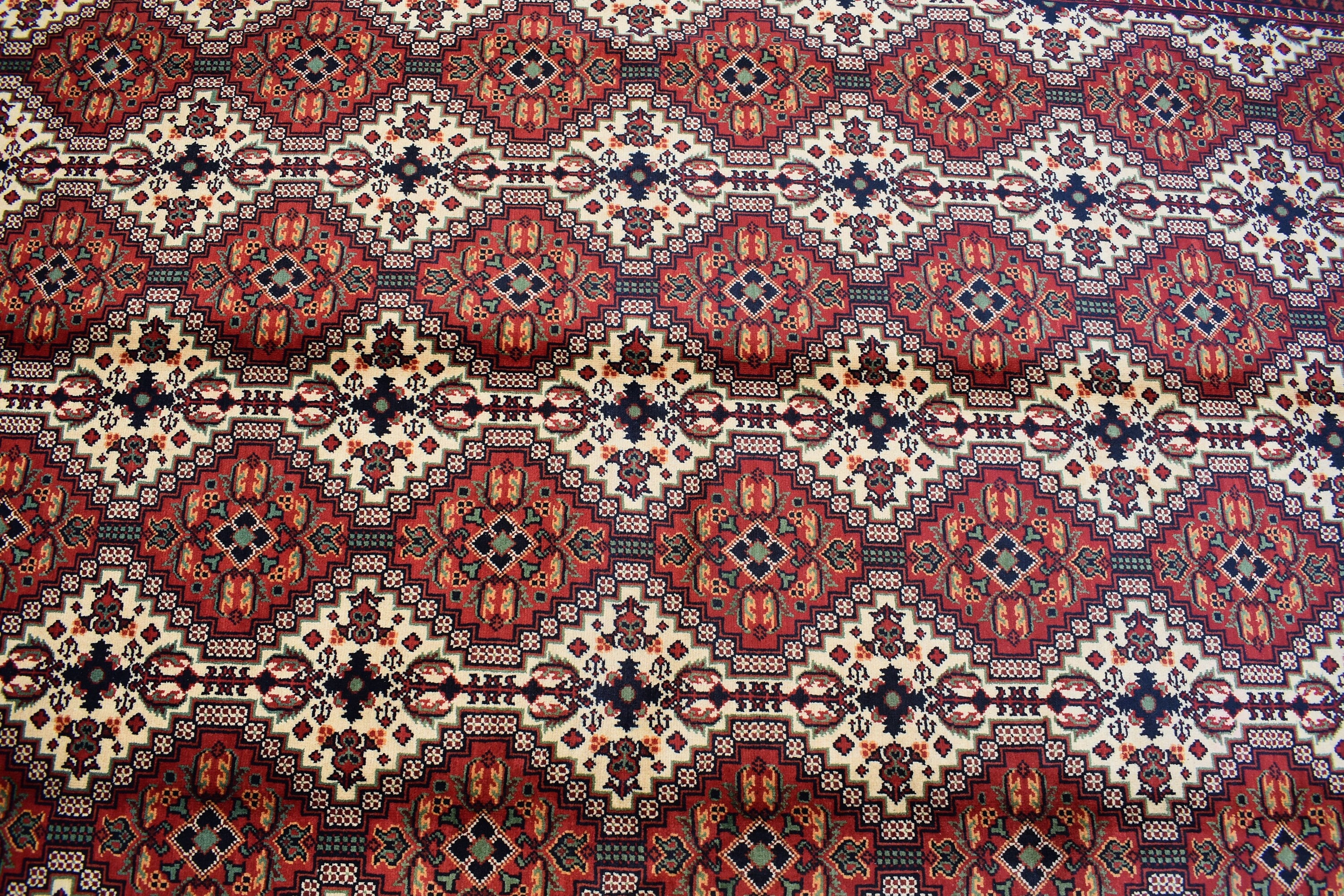 7x10 Handmade Large Maranus Afghan Rug–Orange & Bronze Tribal Design, Premium Wool, Oversized Floor Carpet, Boho Chic Home Decor 6.6x10.2 ft