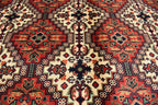 7x10 Handmade Large Maranus Afghan Rug–Orange & Bronze Tribal Design, Premium Wool, Oversized Floor Carpet, Boho Chic Home Decor 6.6x10.2 ft